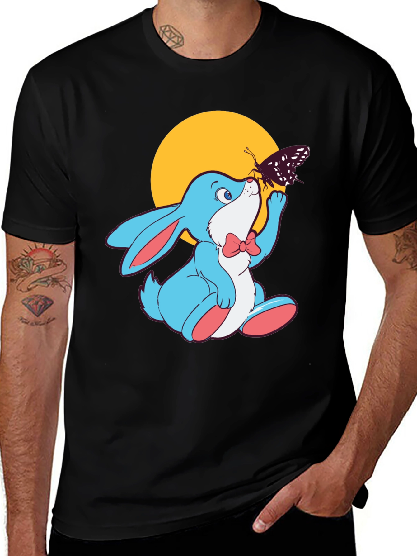 Variant 4 of Cute Bunny with Butterfly Graphic T-Shirt