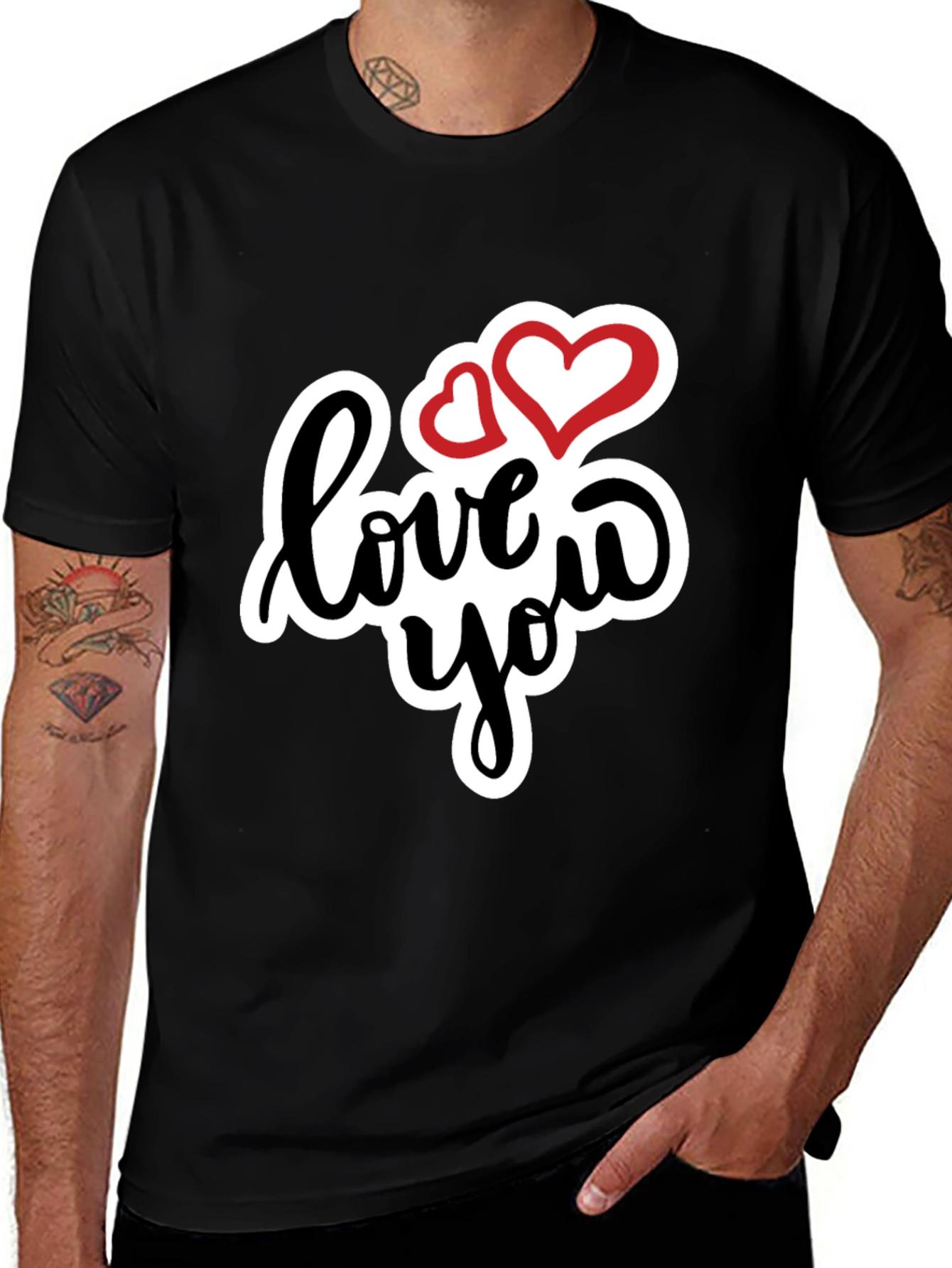 Variant 6 of Love You Heart Graphic Tee - Black