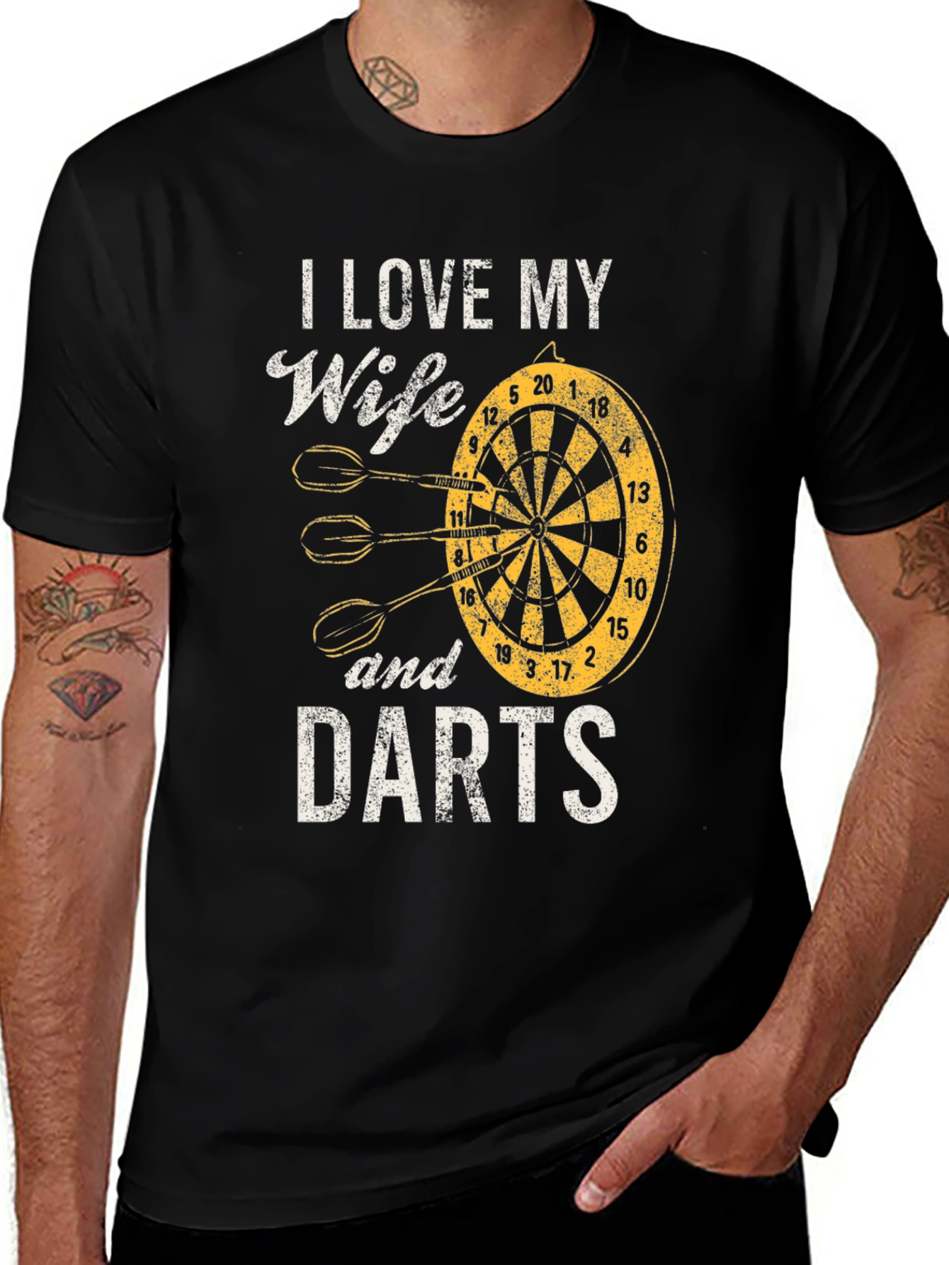 Variant 9 of I Love My Wife and Darts Graphic Tee