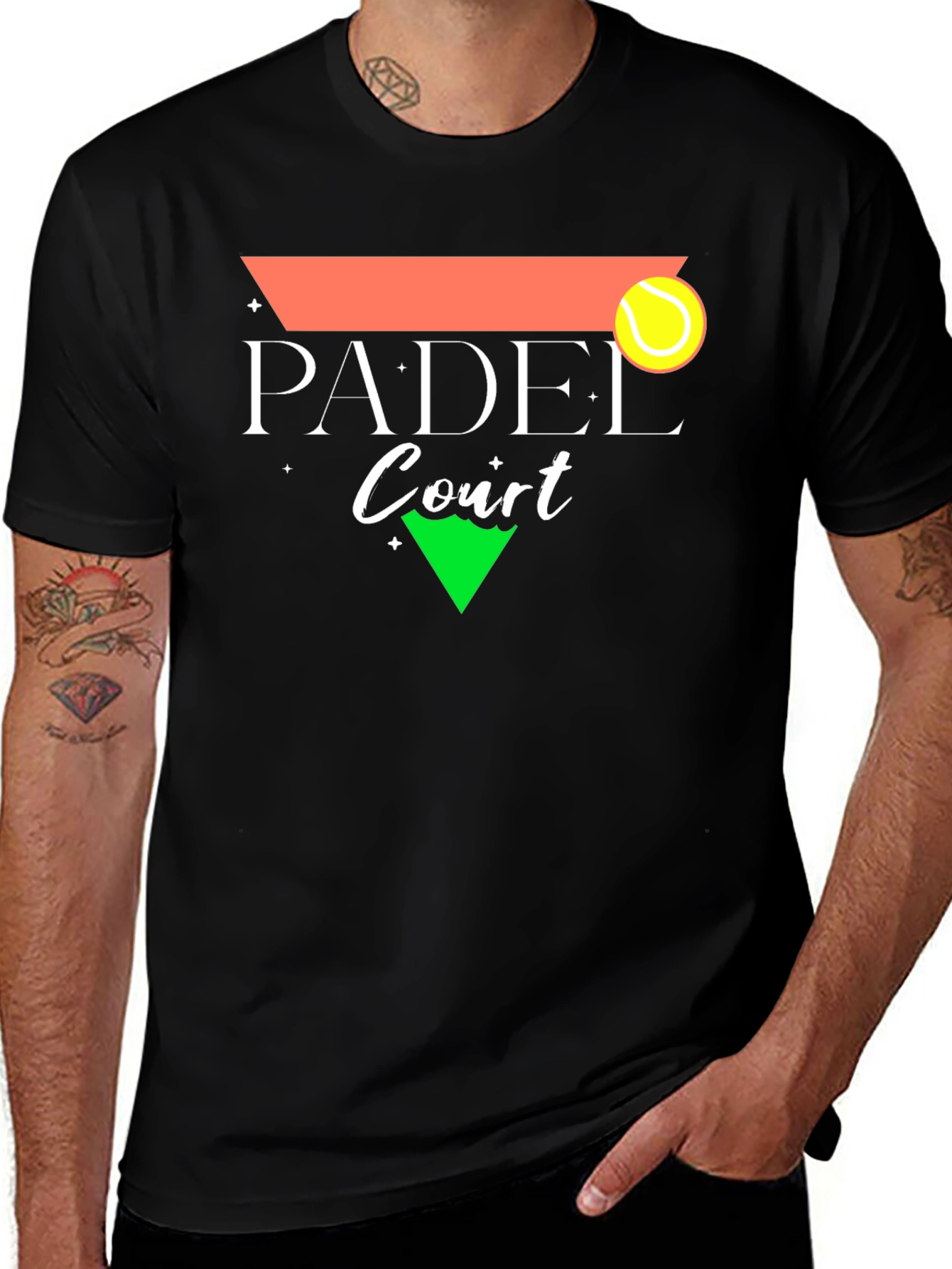 Padel Court Graphic T-Shirt - Black