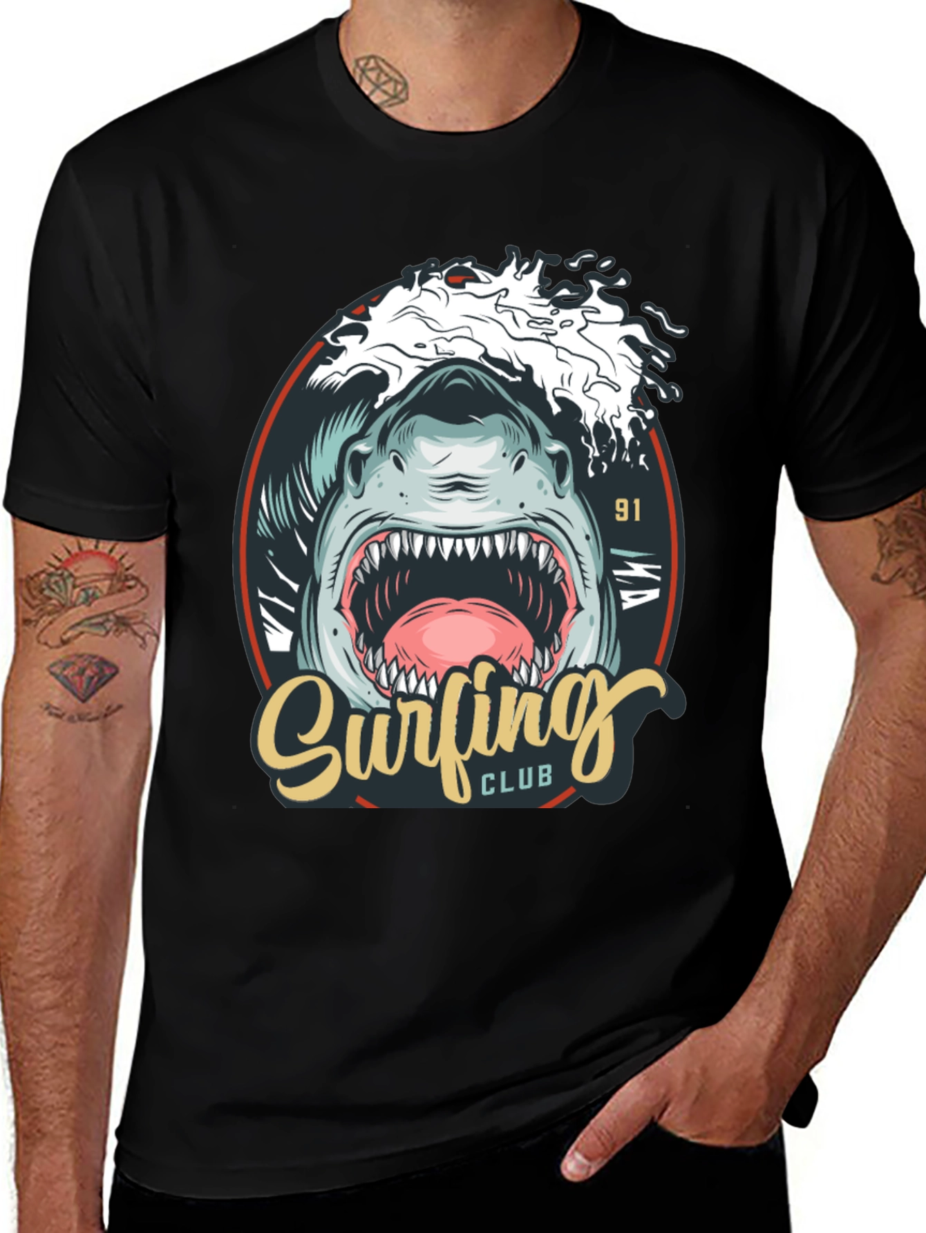 Variant 2 of Surfing Club Shark Graphic T-Shirt