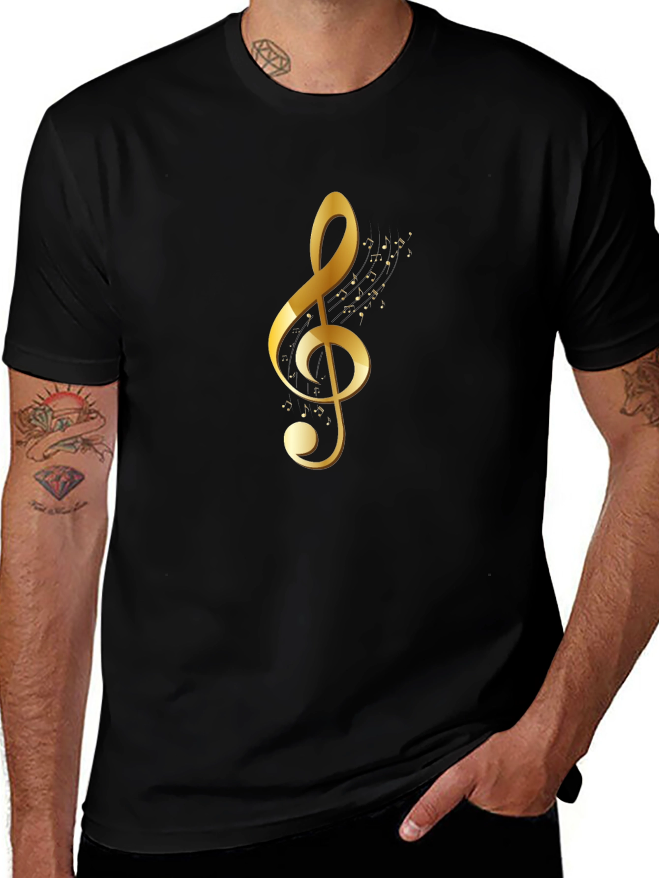 Variant 20 of Golden Treble Clef Black Tee