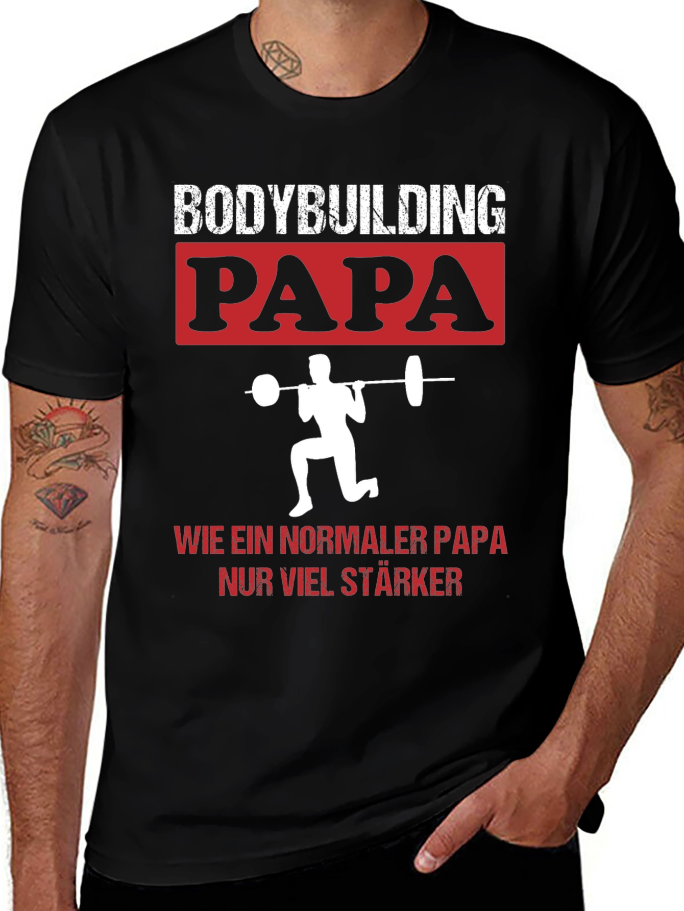 Variant 20 of Bodybuilding Papa T-Shirt - Strong Dad Gym Tee