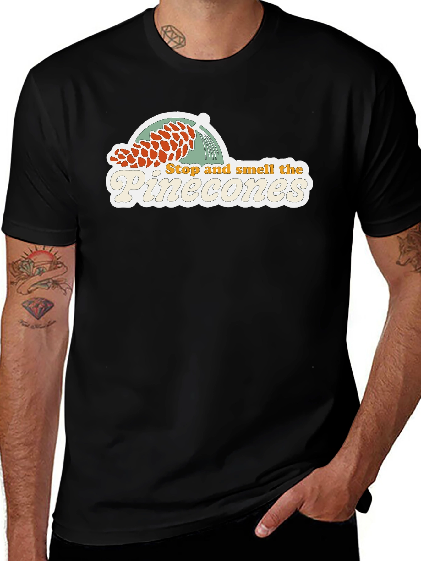 Variant 21 of Stop and Smell the Pinecones Graphic Tee - Black