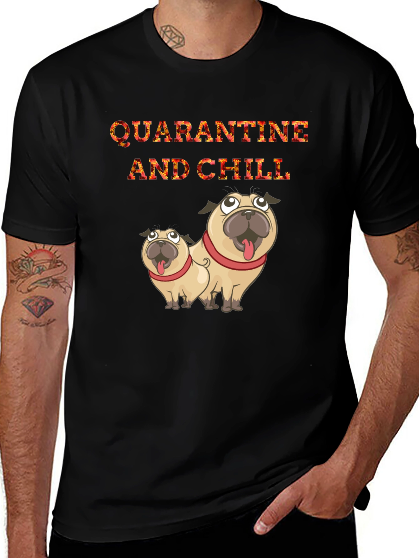 Variant 3 of Quarantine & Chill Pug Graphic Tee