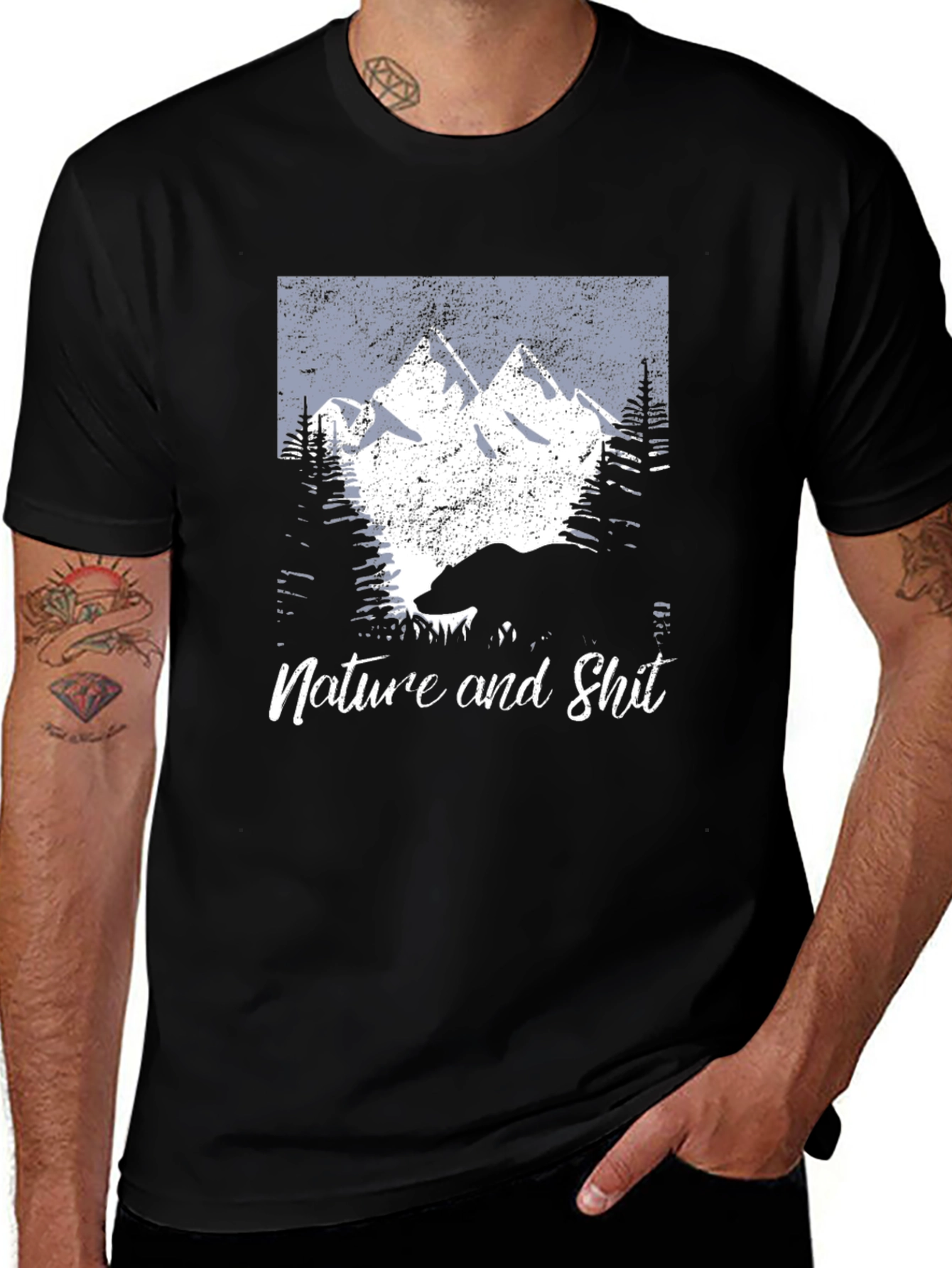 Variant 21 of Nature and Shit Bear Mountain Black T-Shirt