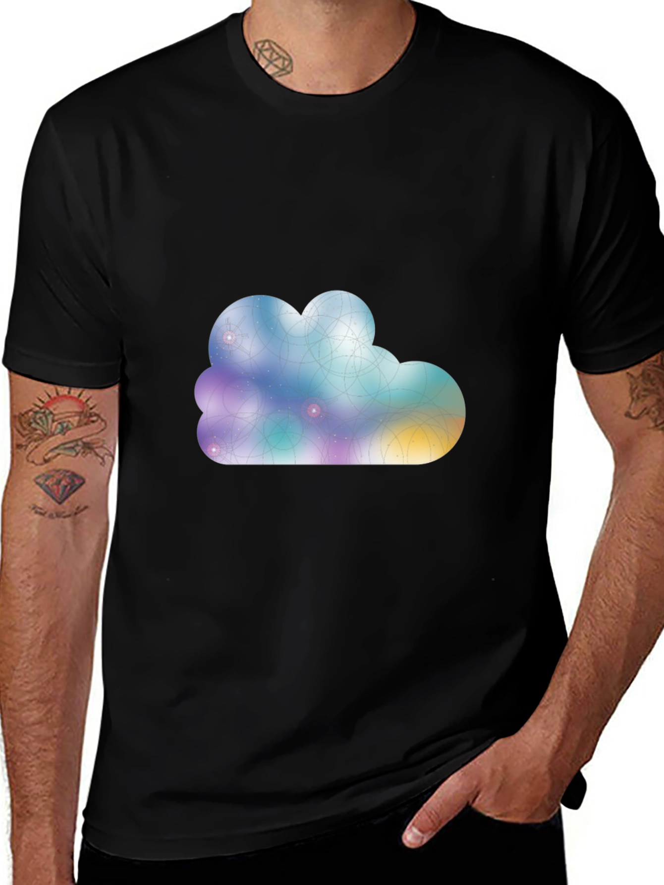 Variant 4 of Abstract Cloud Graphic Black T-Shirt