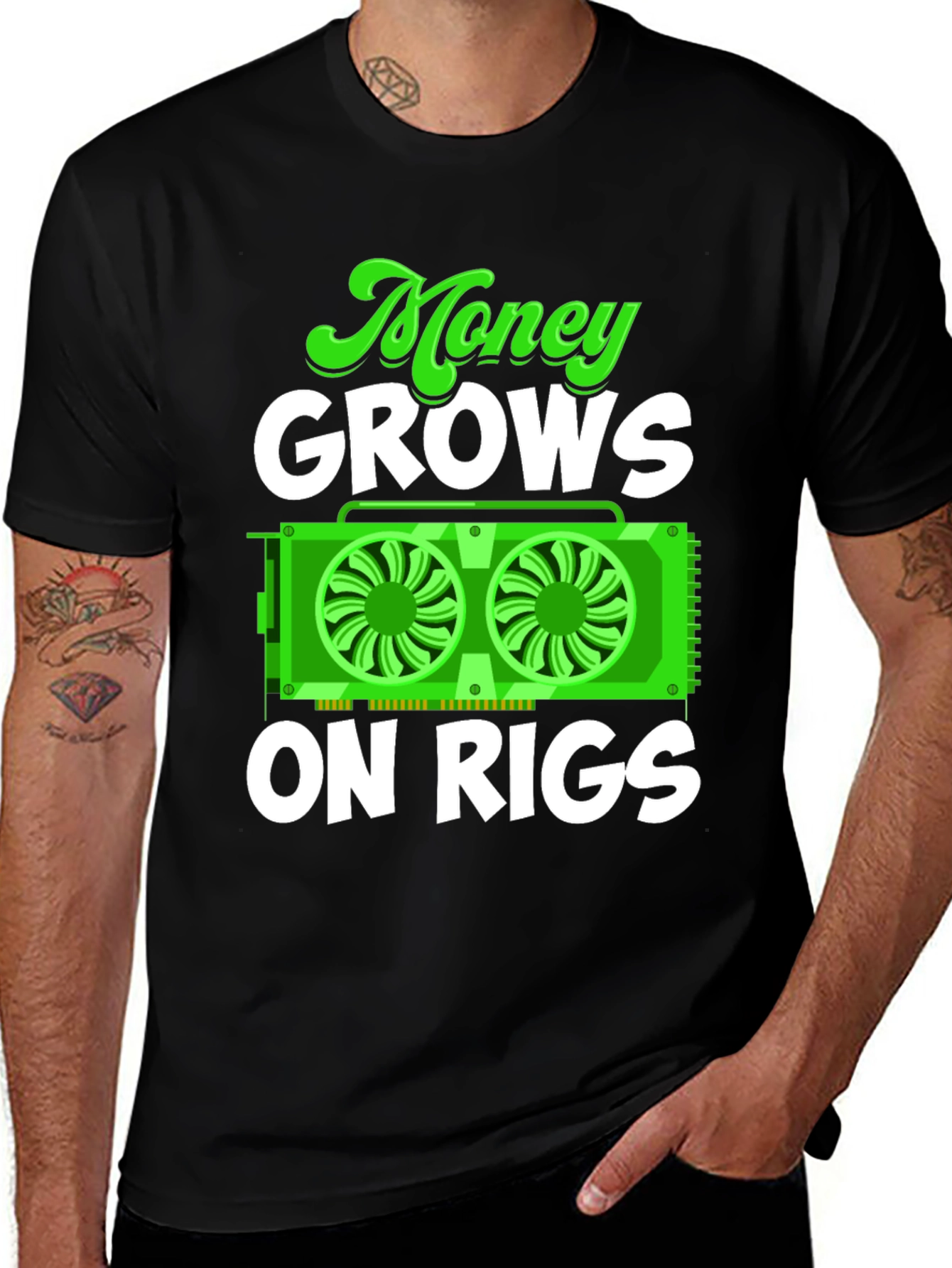 Variant 14 of Money Grows On Rigs T-Shirt - Crypto Mining