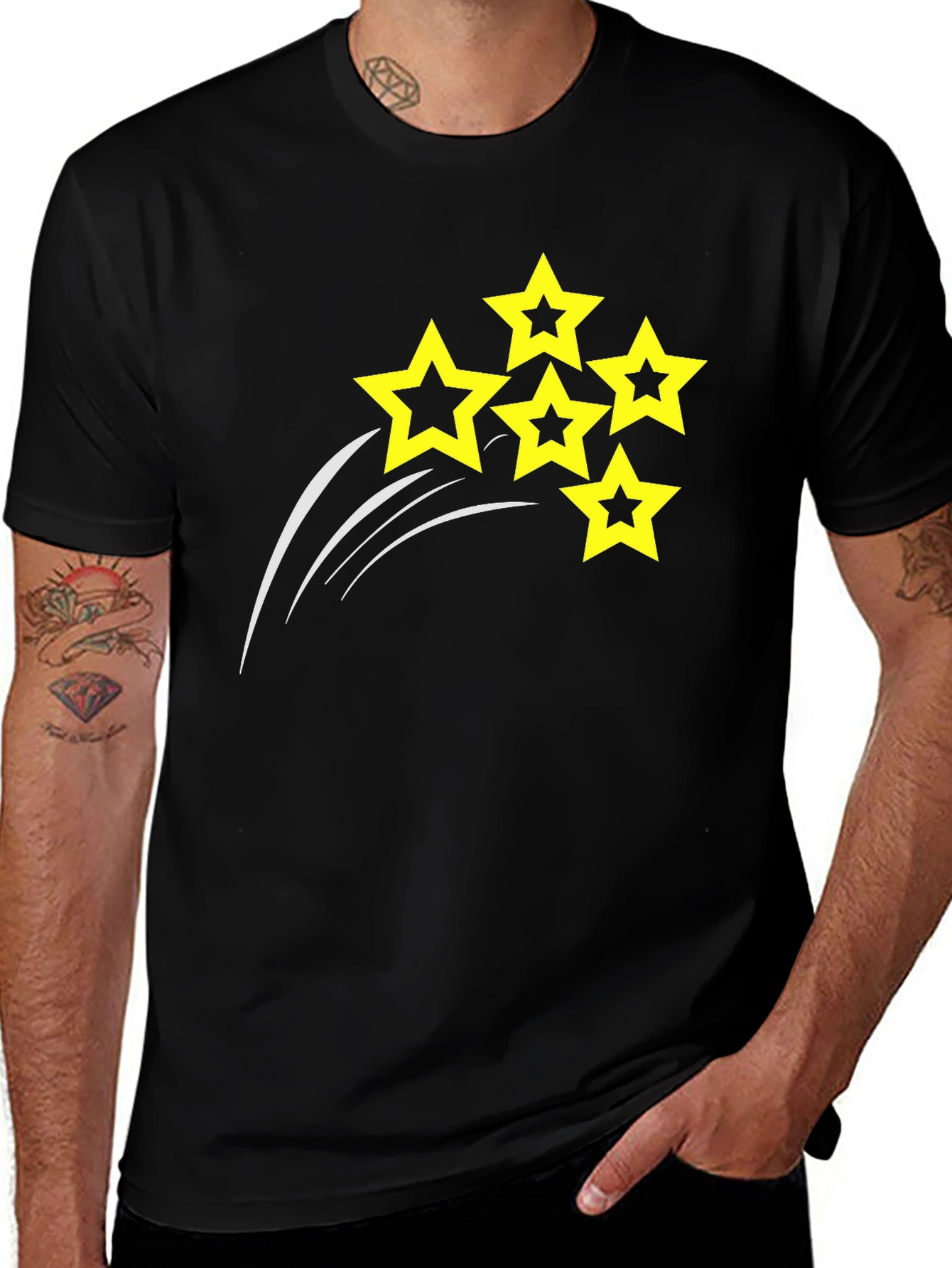 Variant 22 of Men's Black T-shirt with Star Design