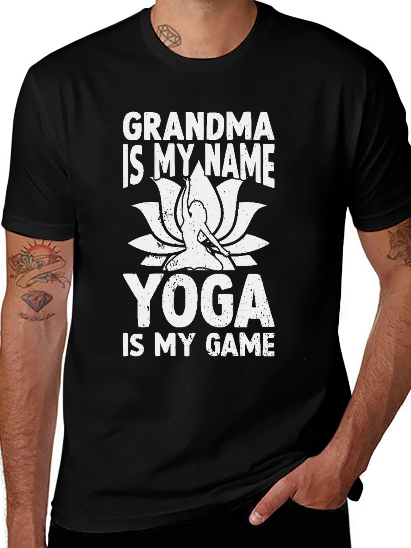 Variant 23 of Grandma Yoga T-Shirt - "Is My Name, Is My Game" Design