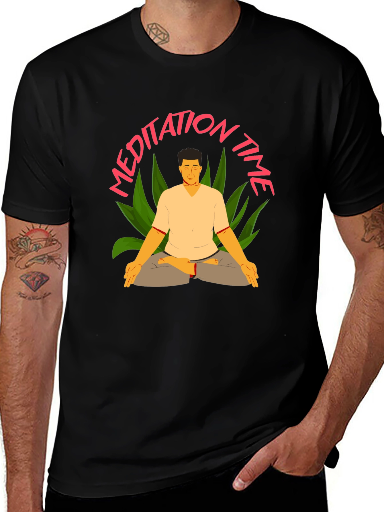 Variant 6 of Meditation Time Black T-Shirt for Men