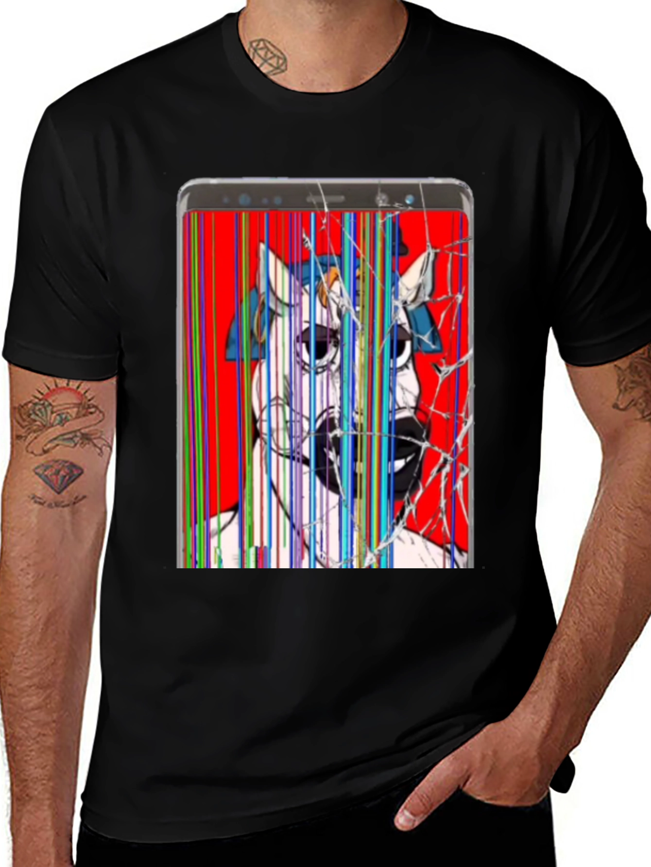 Variant 10 of Broken Screen Phone Unicorn Tee
