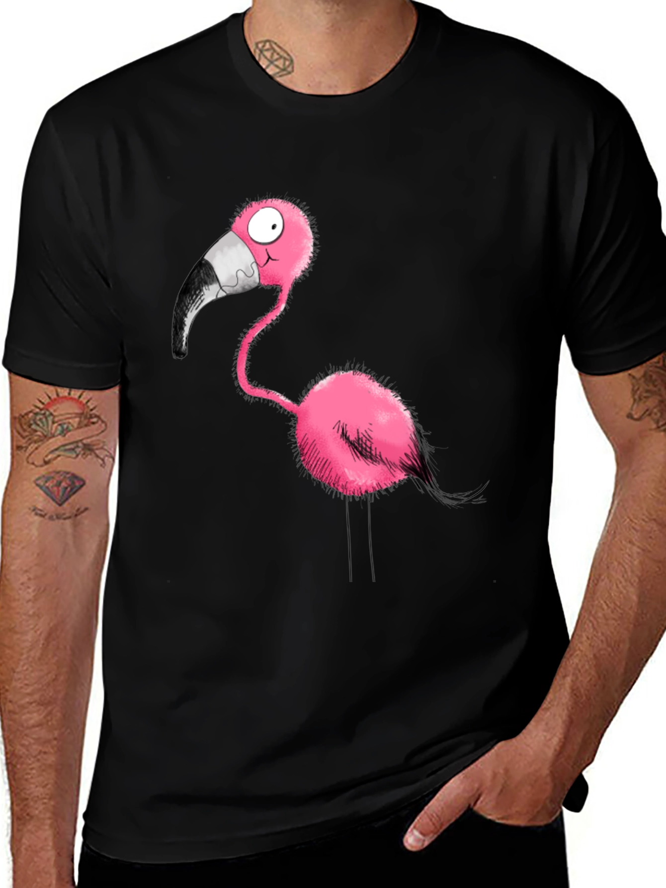 Variant 9 of Cartoon Flamingo Graphic Tee - Fun & Unique!