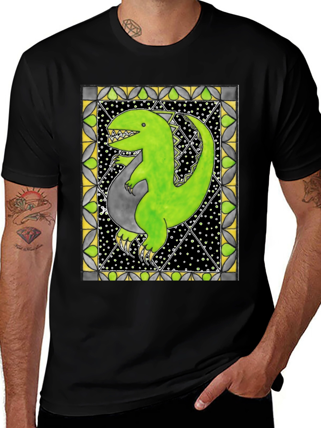 Black Dinosaur T-Shirt - Funky Graphic Tee main image