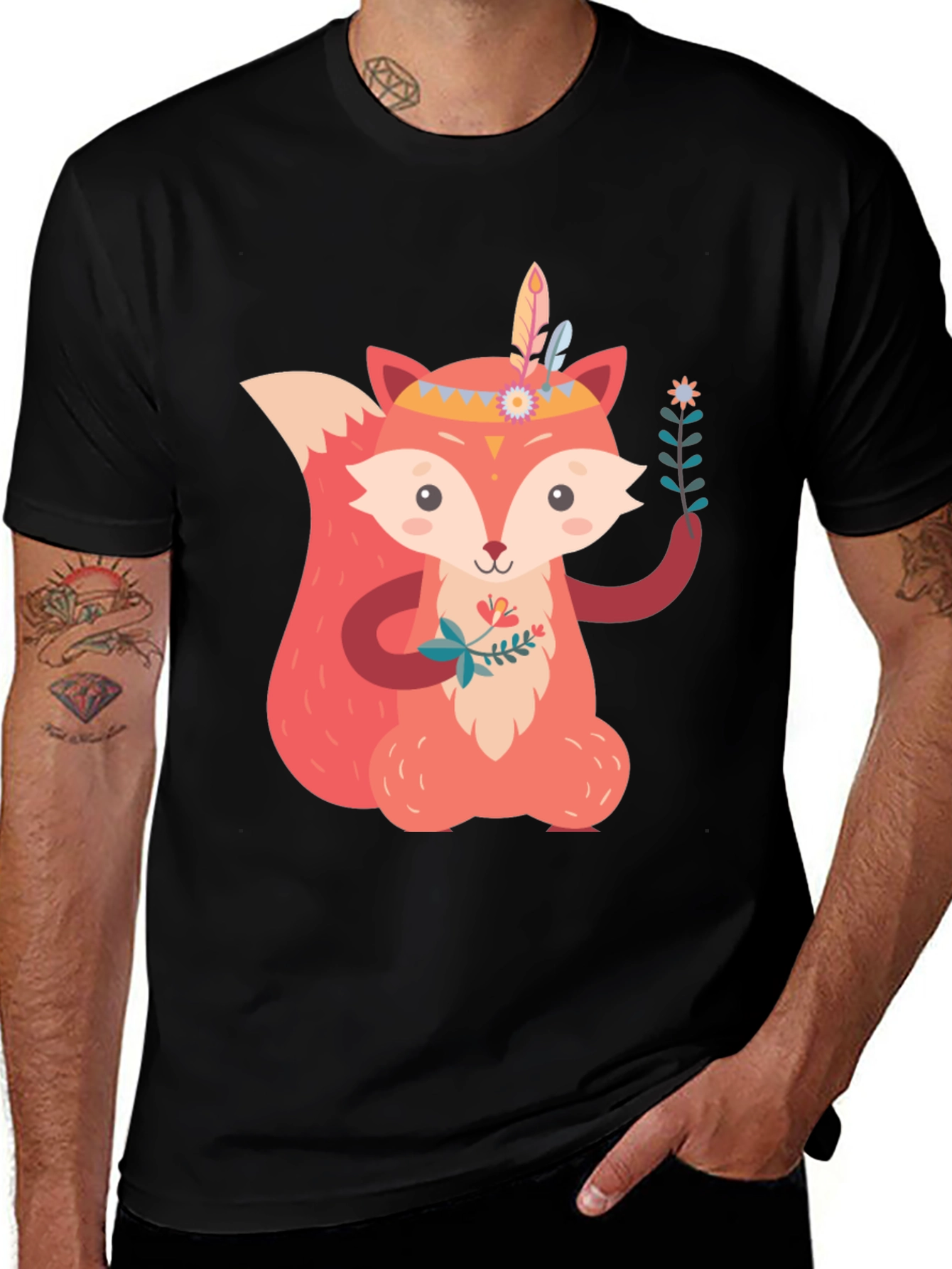 Variant 26 of Cute Fox Graphic Tee - Unisex Black T-Shirt