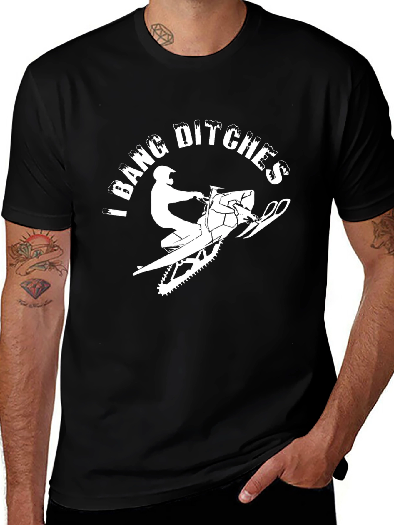 Variant 6 of I Bang Ditches Snowmobile T-Shirt Funny Winter Ride Tee