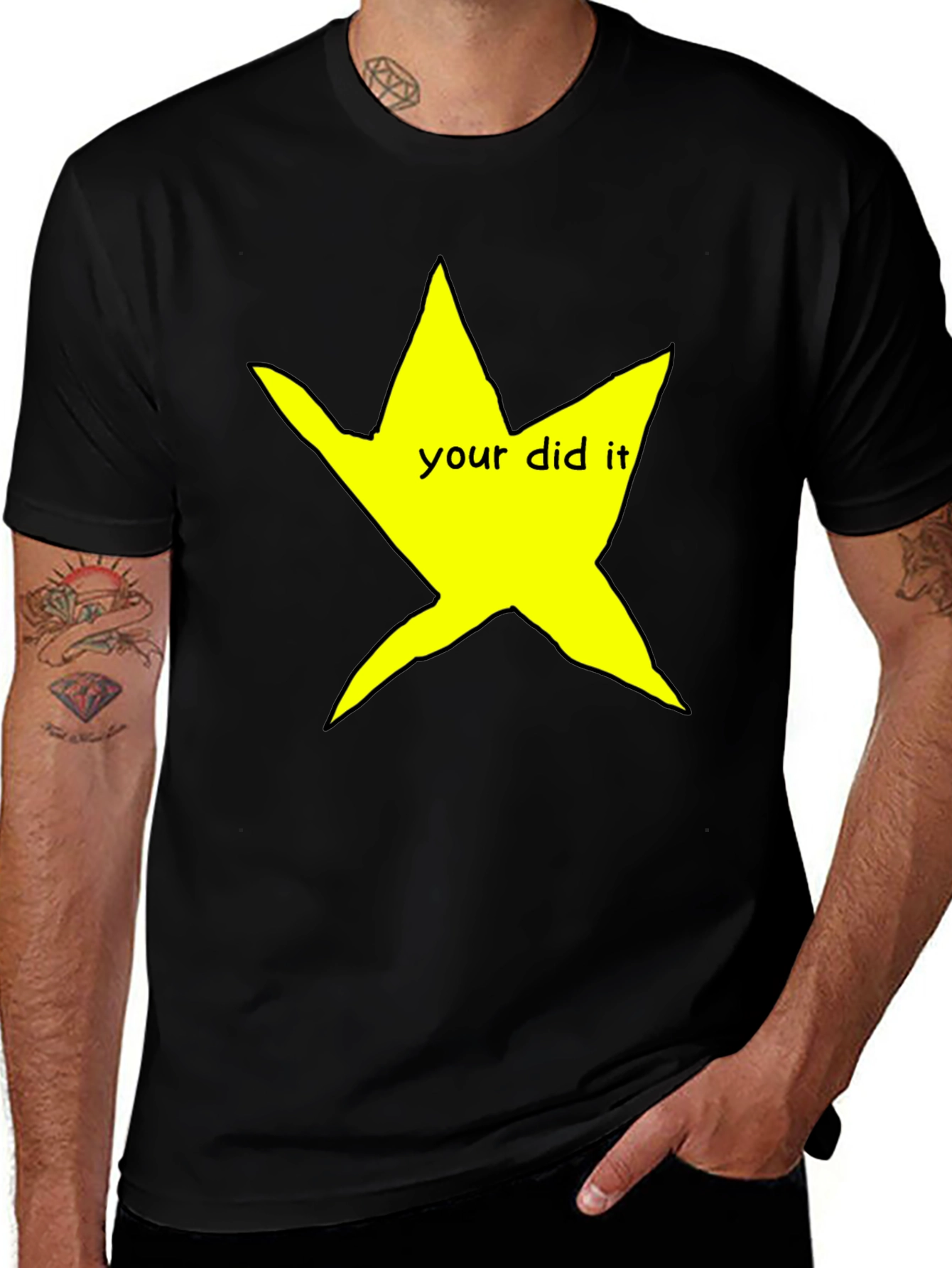 Variant 3 of Yellow Star Did It Black T-Shirt