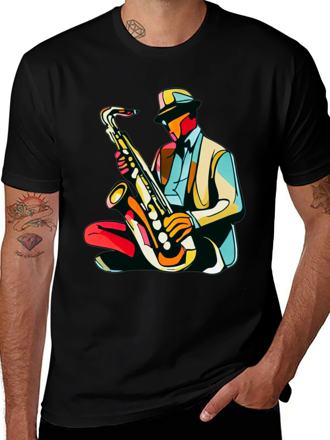 Variant 26 of Cool Jazz Saxophone Player Graphic T-Shirt