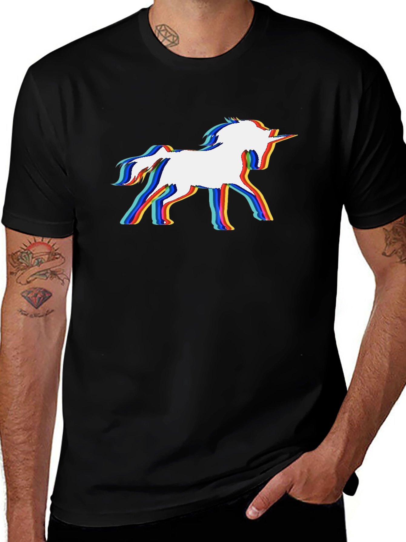 Variant 19 of Unicorn Glitch Black T-Shirt - Stylish Graphic Tee