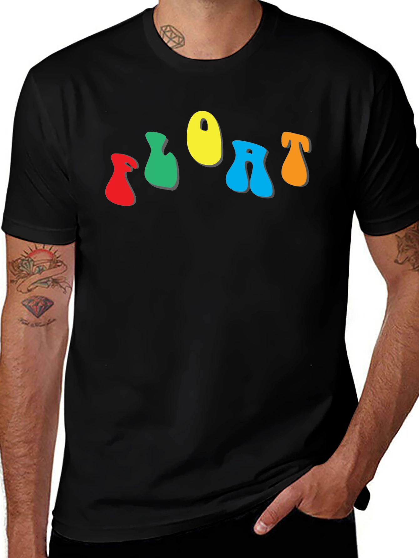 Variant 8 of Colorful FLOAT Graphic Black T-Shirt