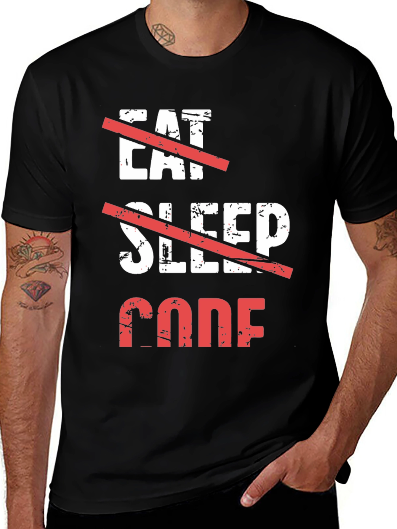 Eat Sleep Code T-Shirt - Black Cotton Programmer Tee