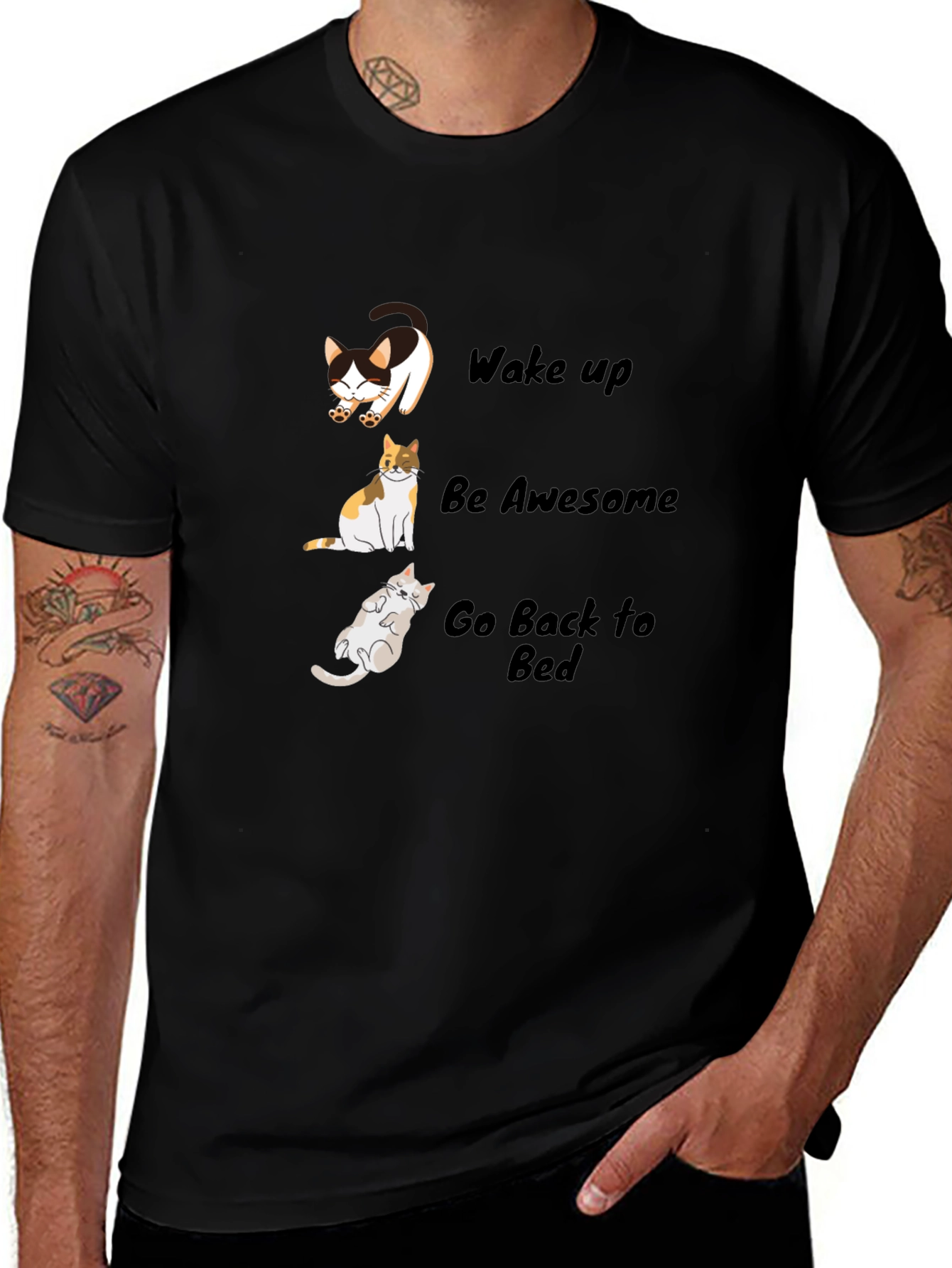 Variant 10 of Wake Up Be Awesome Cat Graphic Tee