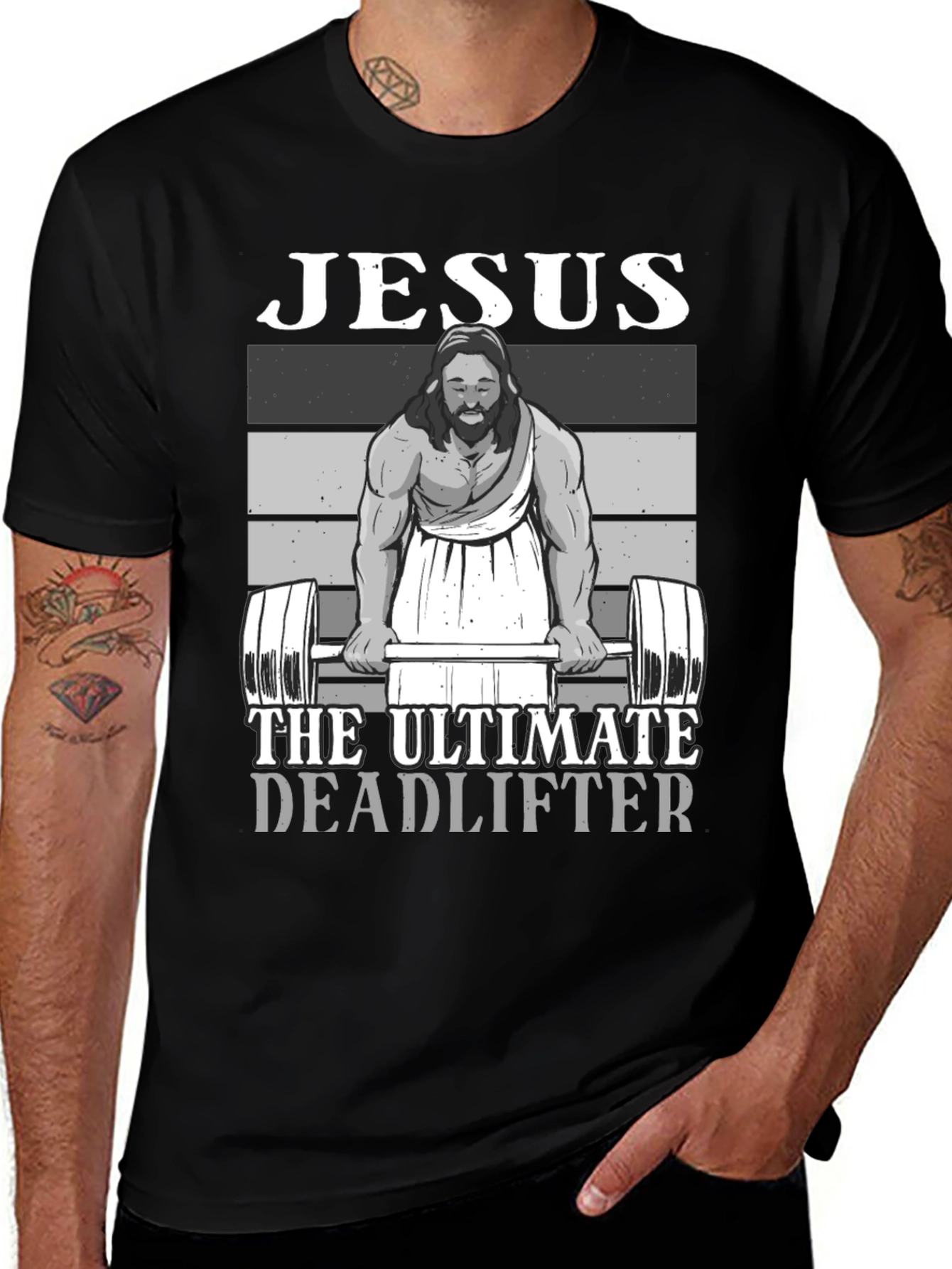 Jesus The Ultimate Deadlifter T-Shirt - Funny Gym Workout Tee