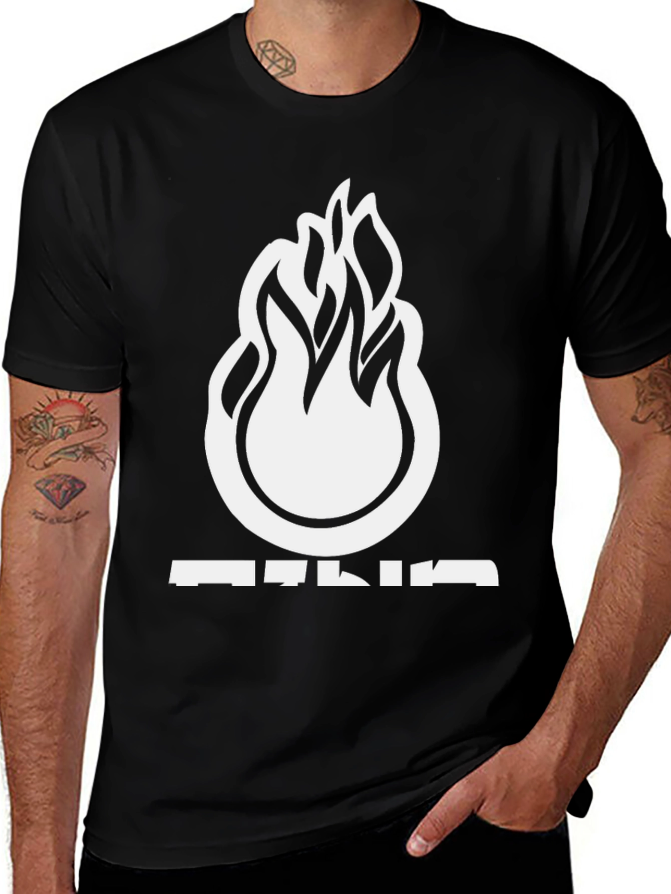 Variant 28 of Flame Graphic T-Shirt - Black Casual Tee