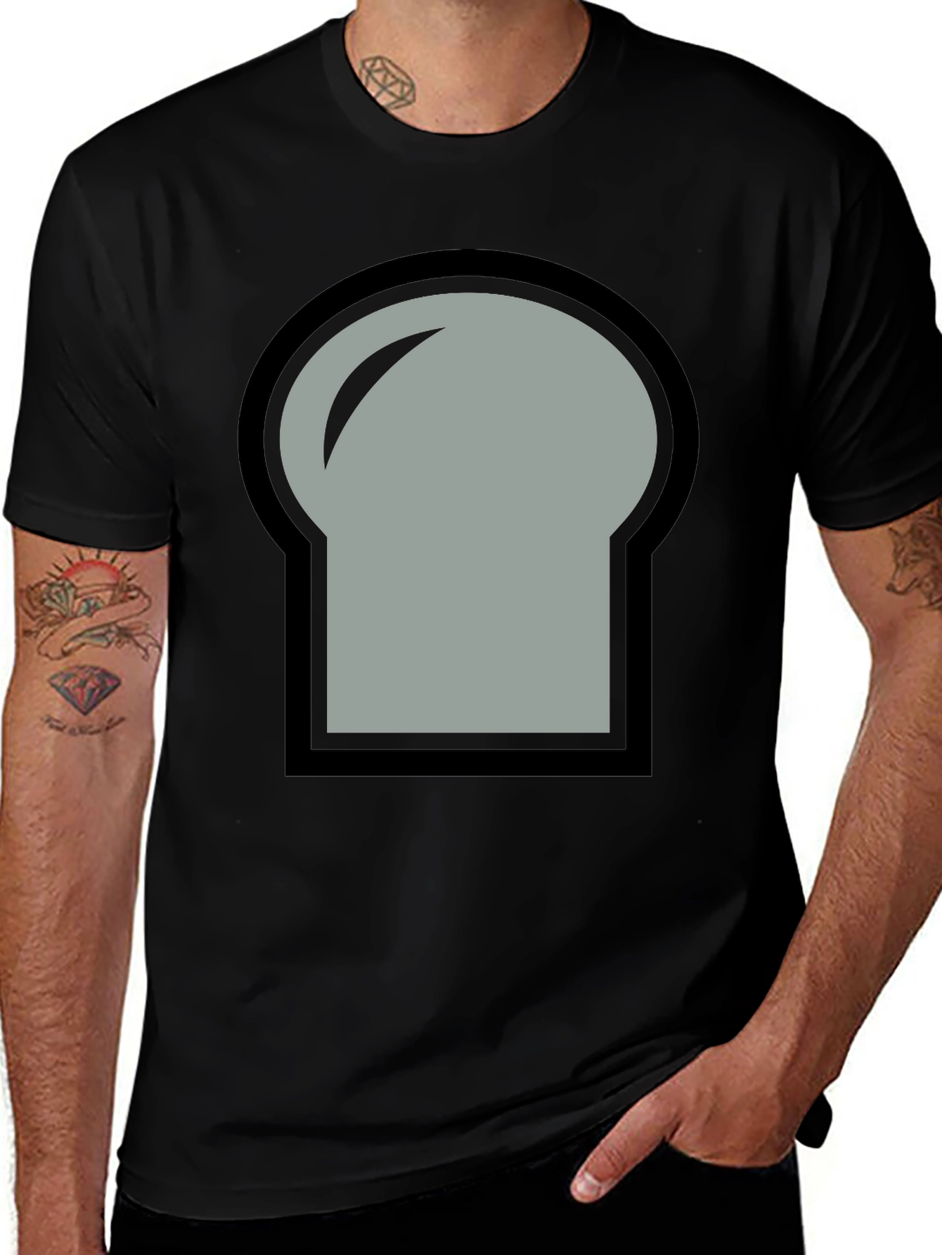 Abstract Keyhole Graphic Tee - Modern Black T-Shirt