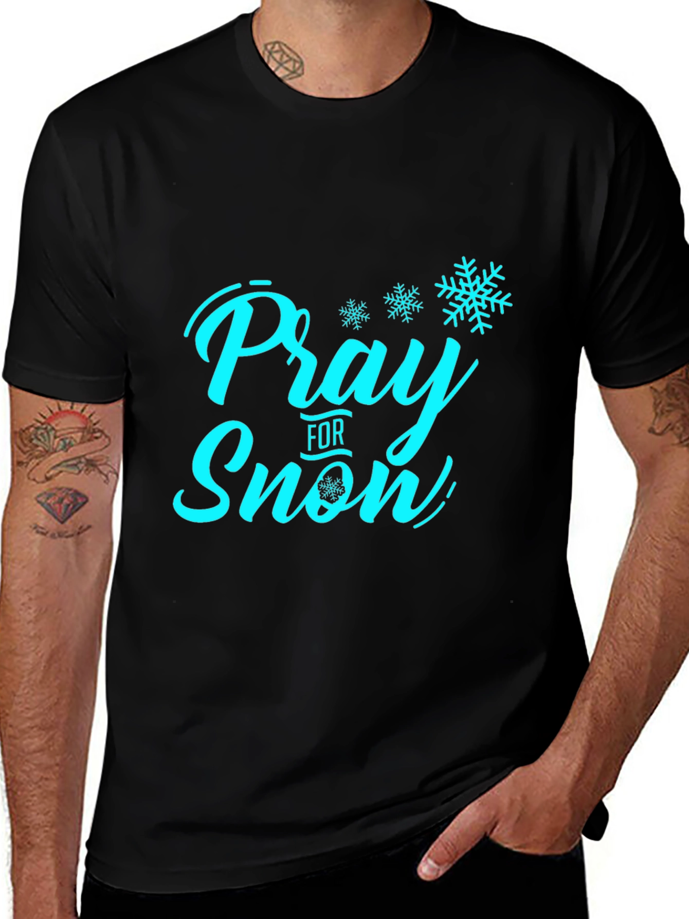 Variant 20 of Pray For Snow Graphic Tee Winter Holiday Shirt