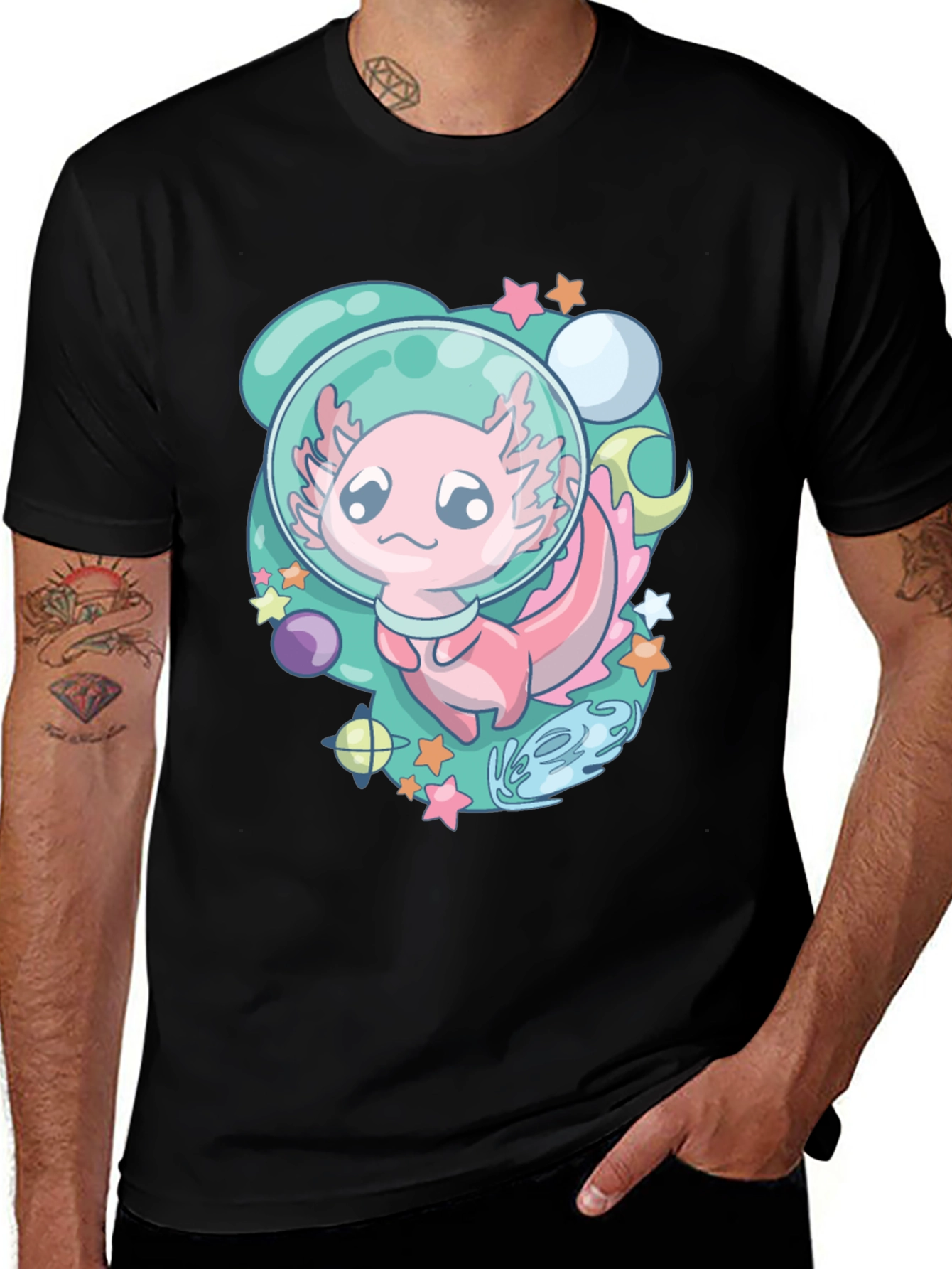 Variant 18 of Astronaut Axolotl T-Shirt, Space Cartoon Tee