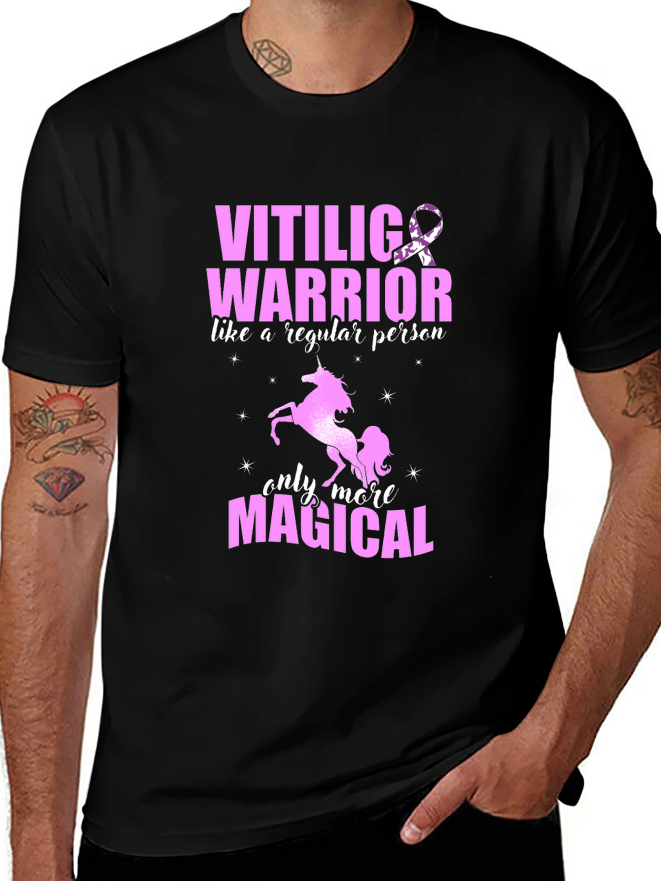 Vitiligo Warrior Unicorn Graphic T-Shirt