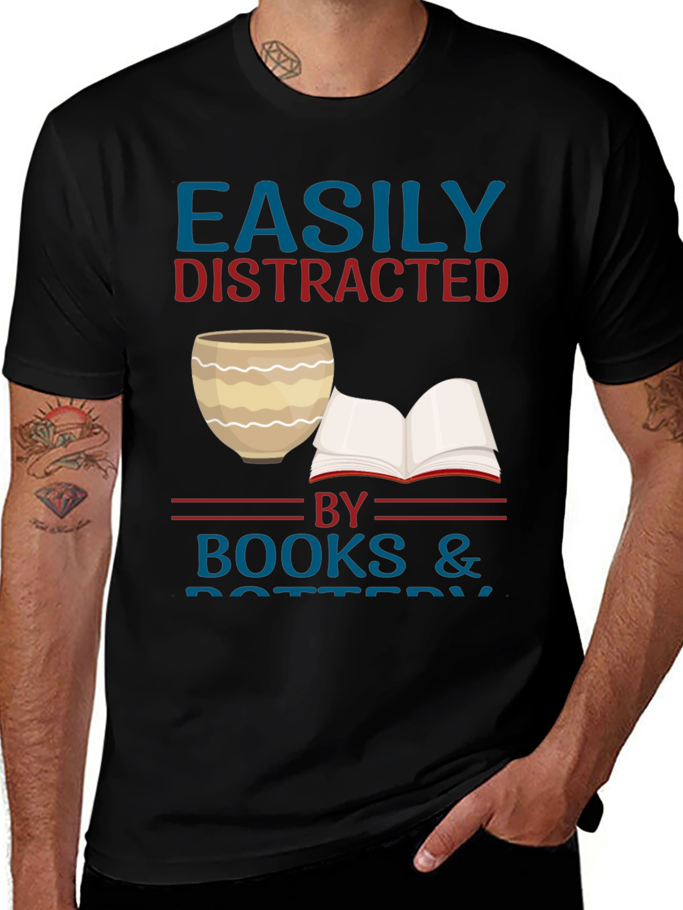 Easily Distracted By Books & Pottery T-Shirt