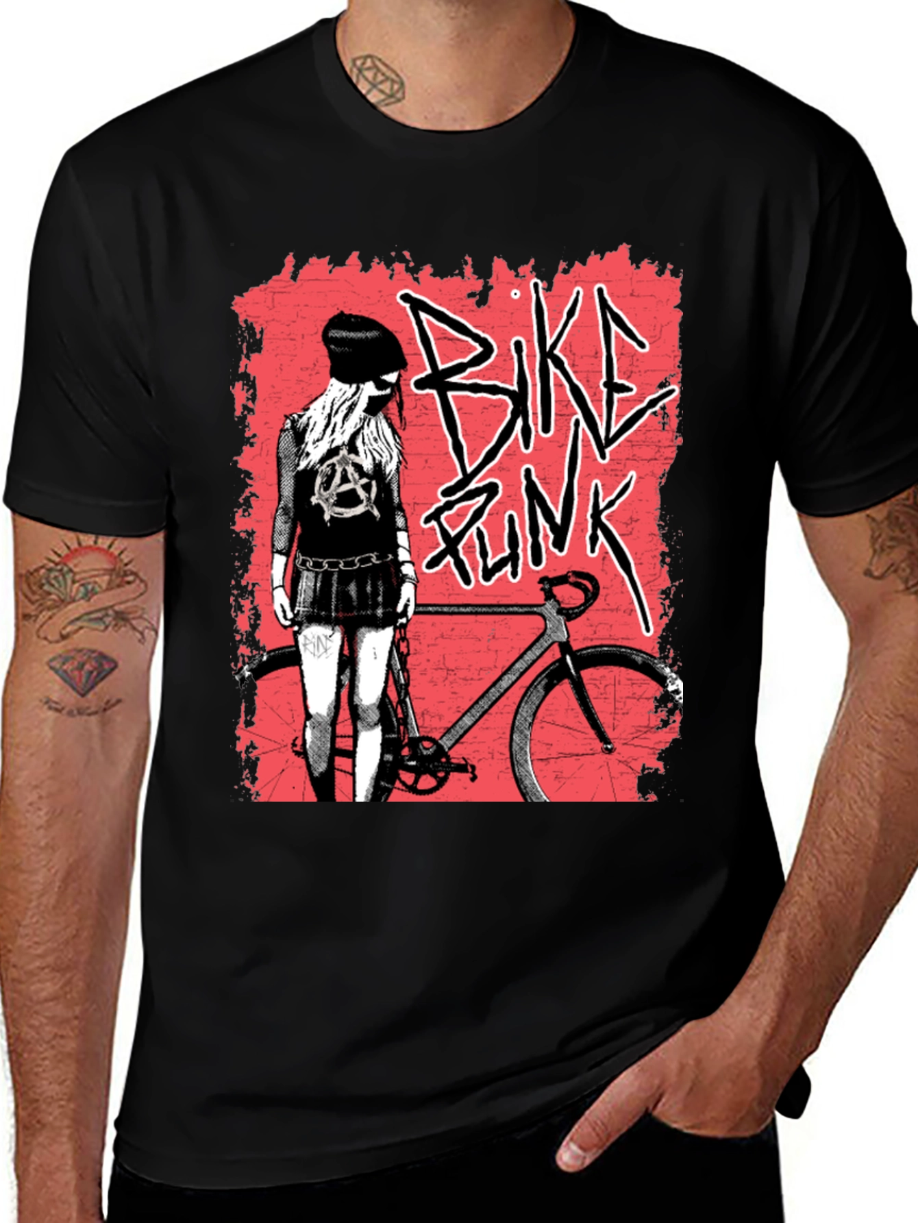 Variant 8 of Bike Punk Graphic Tee - Black Unisex Shirt