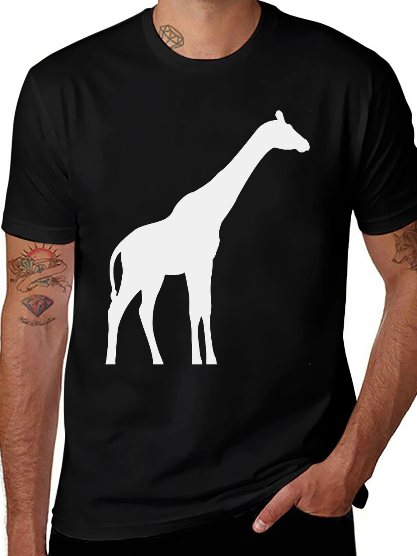 Variant 30 of Giraffe Graphic Tee - Black Casual Comfort