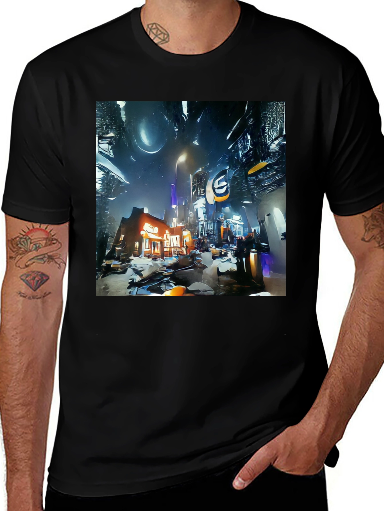 Variant 18 of Futuristic Cityscape Tee