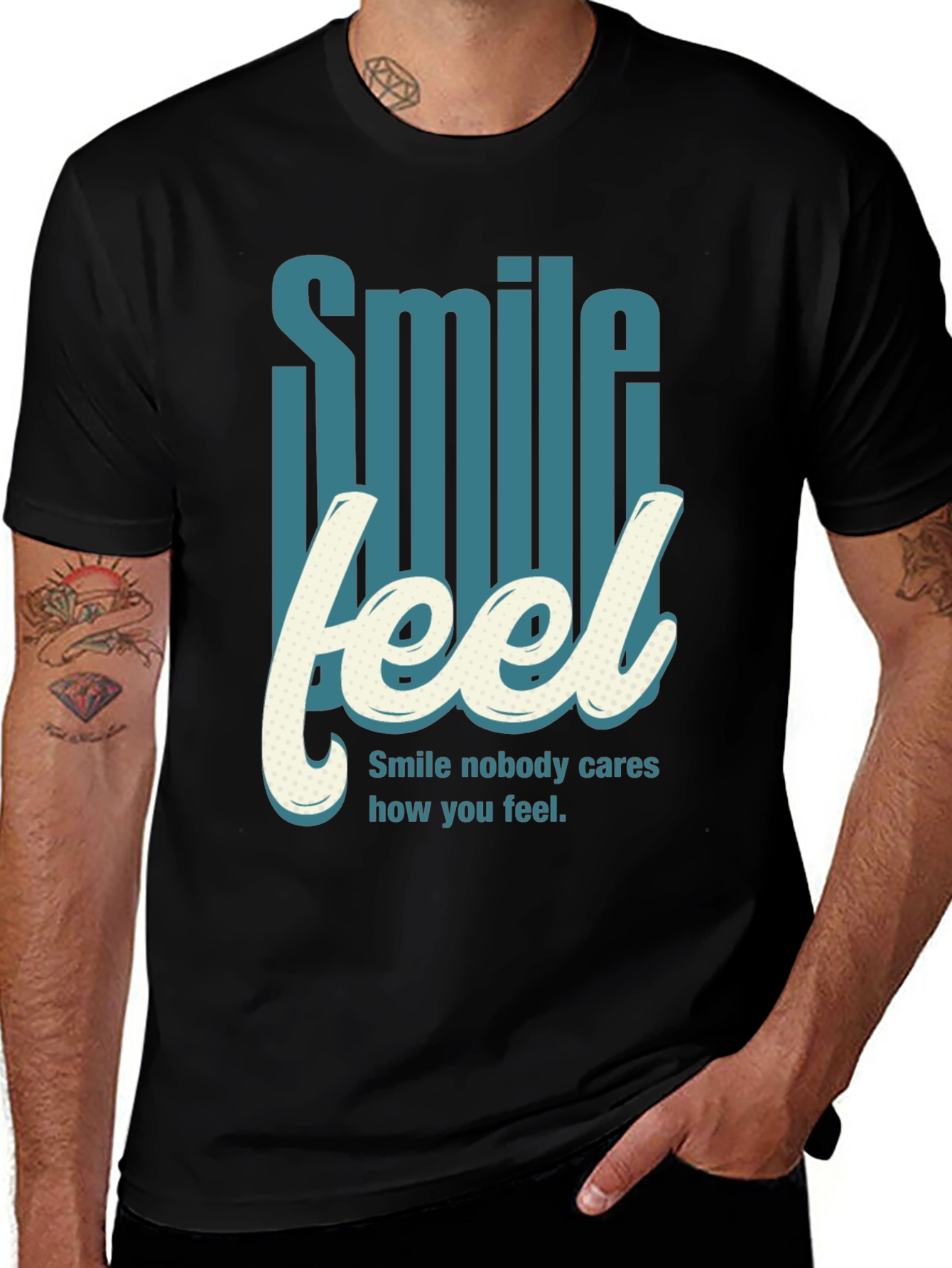 Variant 28 of Smile Feel Graphic Tee - Men's Crew Neck T-Shirt
