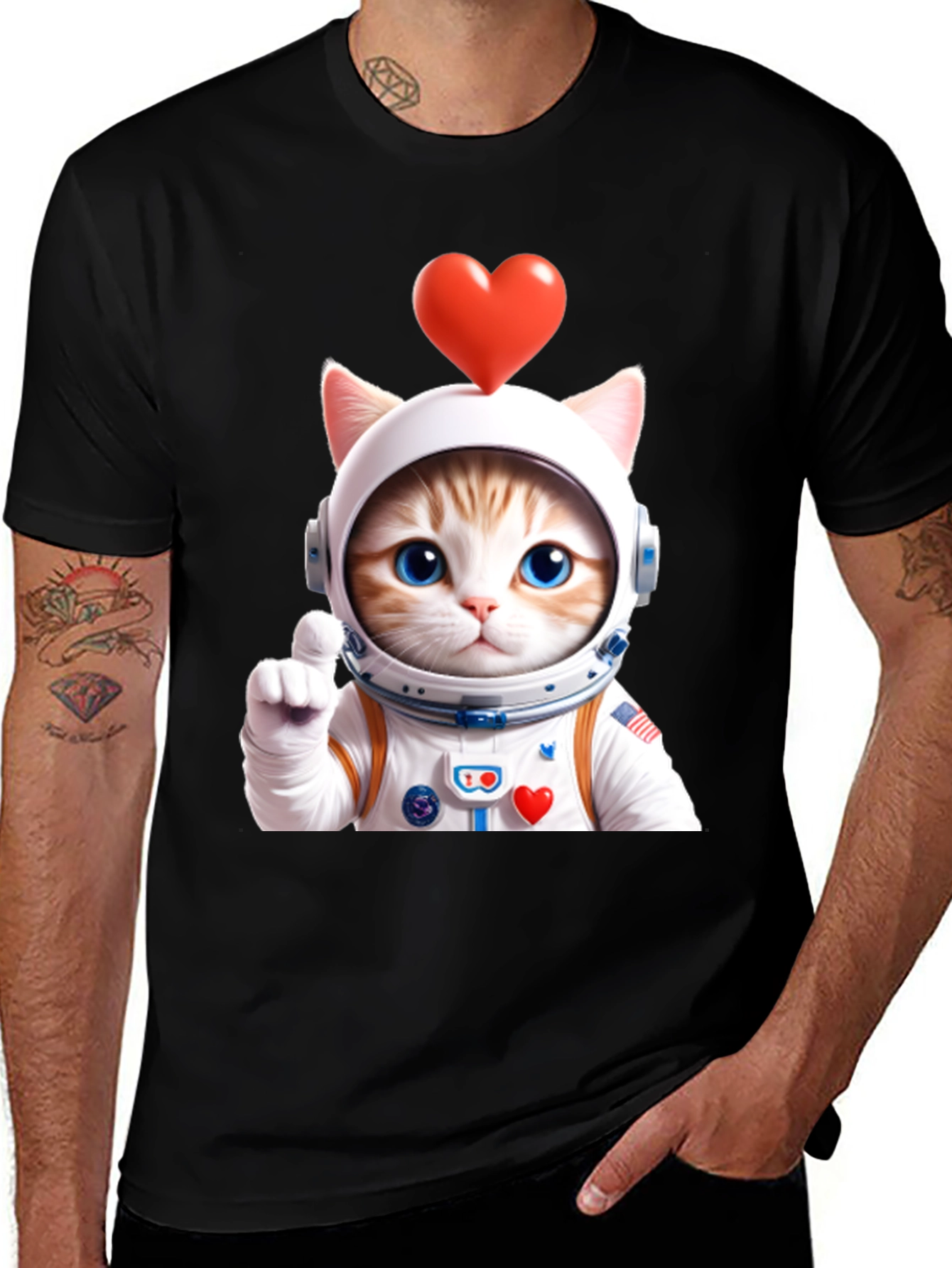 Variant 10 of Cat Astronaut in Space T-Shirt