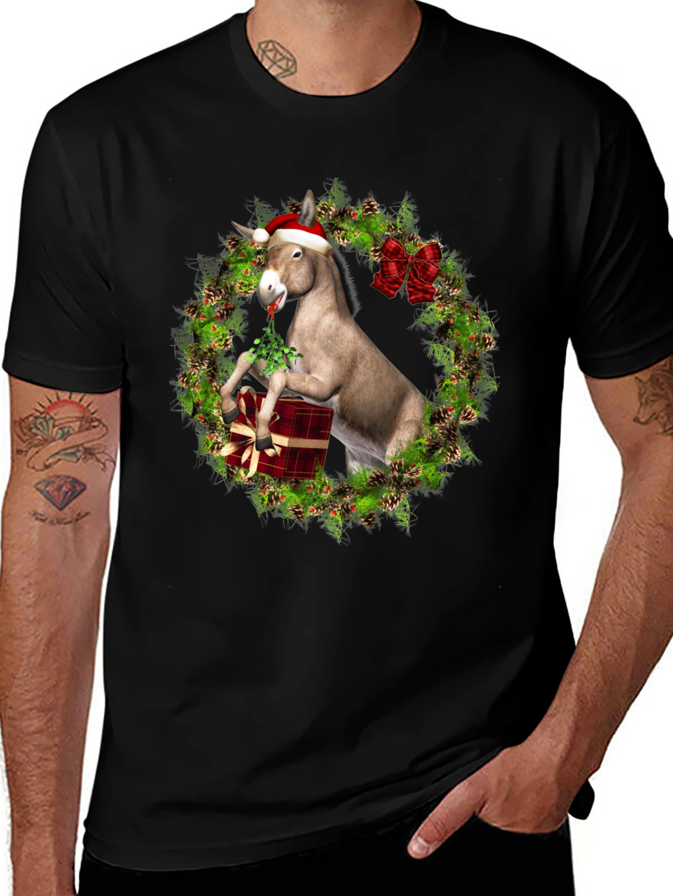 Black Festive Donkey T-Shirt main image