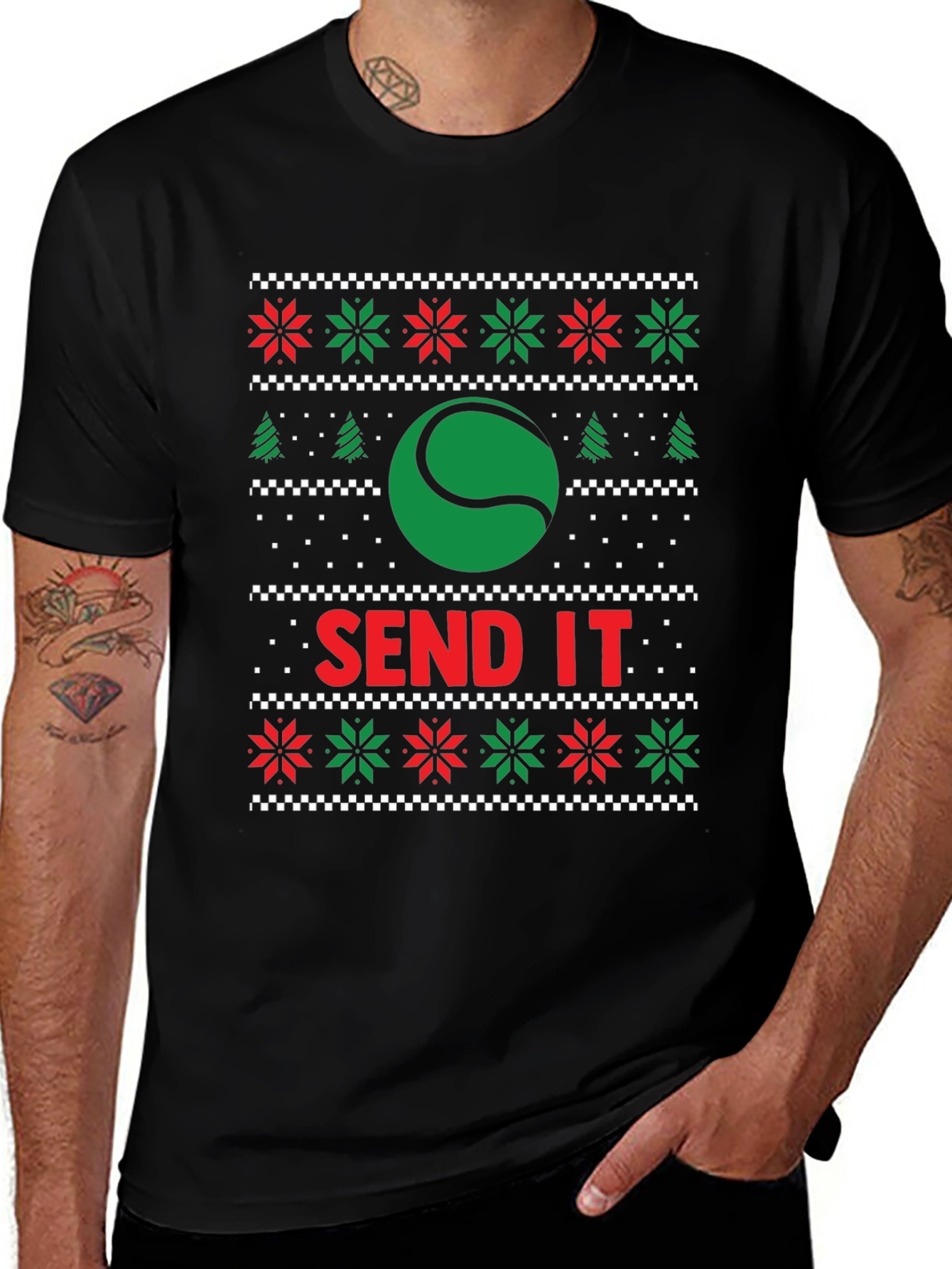 Variant 14 of Tennis Send It Holiday Ugly Sweater T-Shirt