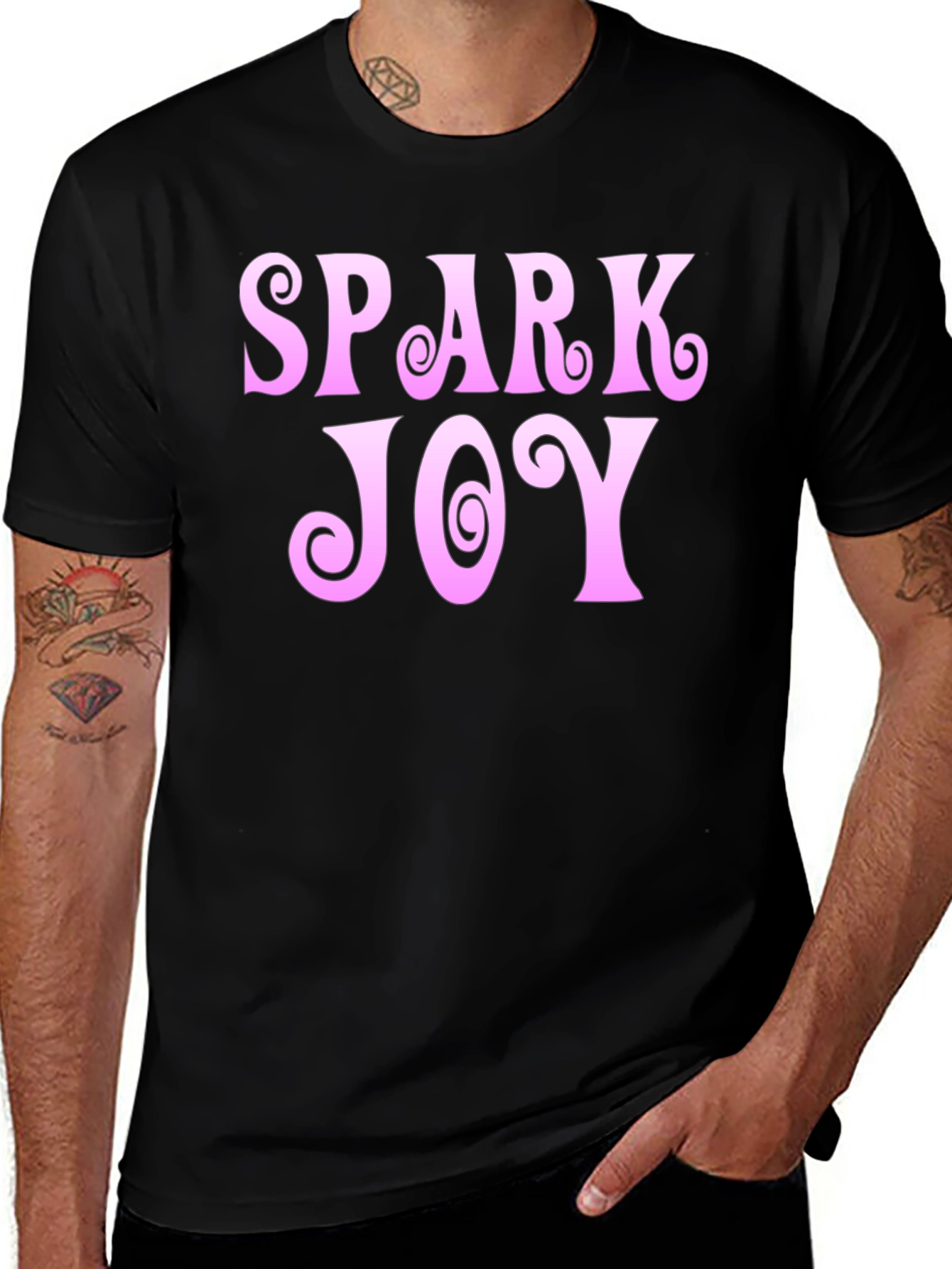 Variant 20 of Spark Joy Graphic Tee - Black Cotton Blend T-Shirt
