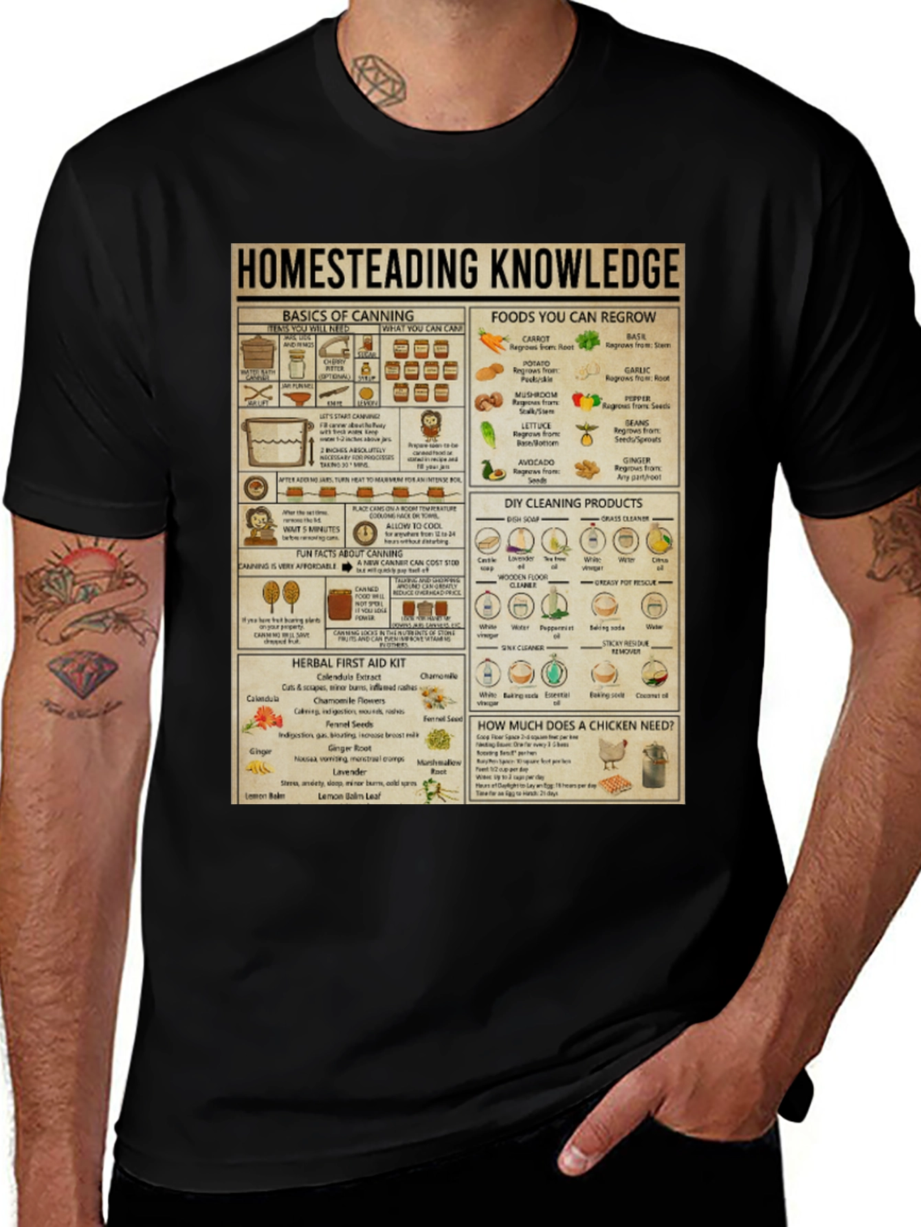 Homesteading Knowledge T-Shirt: Canning, Gardening, & Herbal Remedies