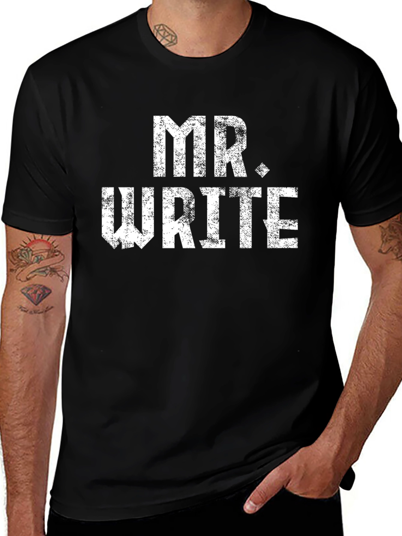 Variant 7 of Mr. Write Distressed Graphic Tee - Black