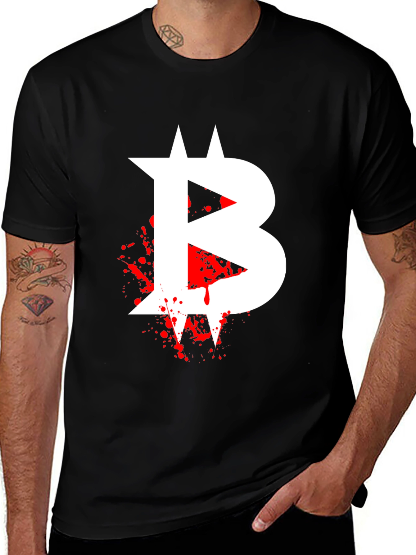 Bitcoin Splatter Graphic Tee - Crypto Enthusiast Apparel