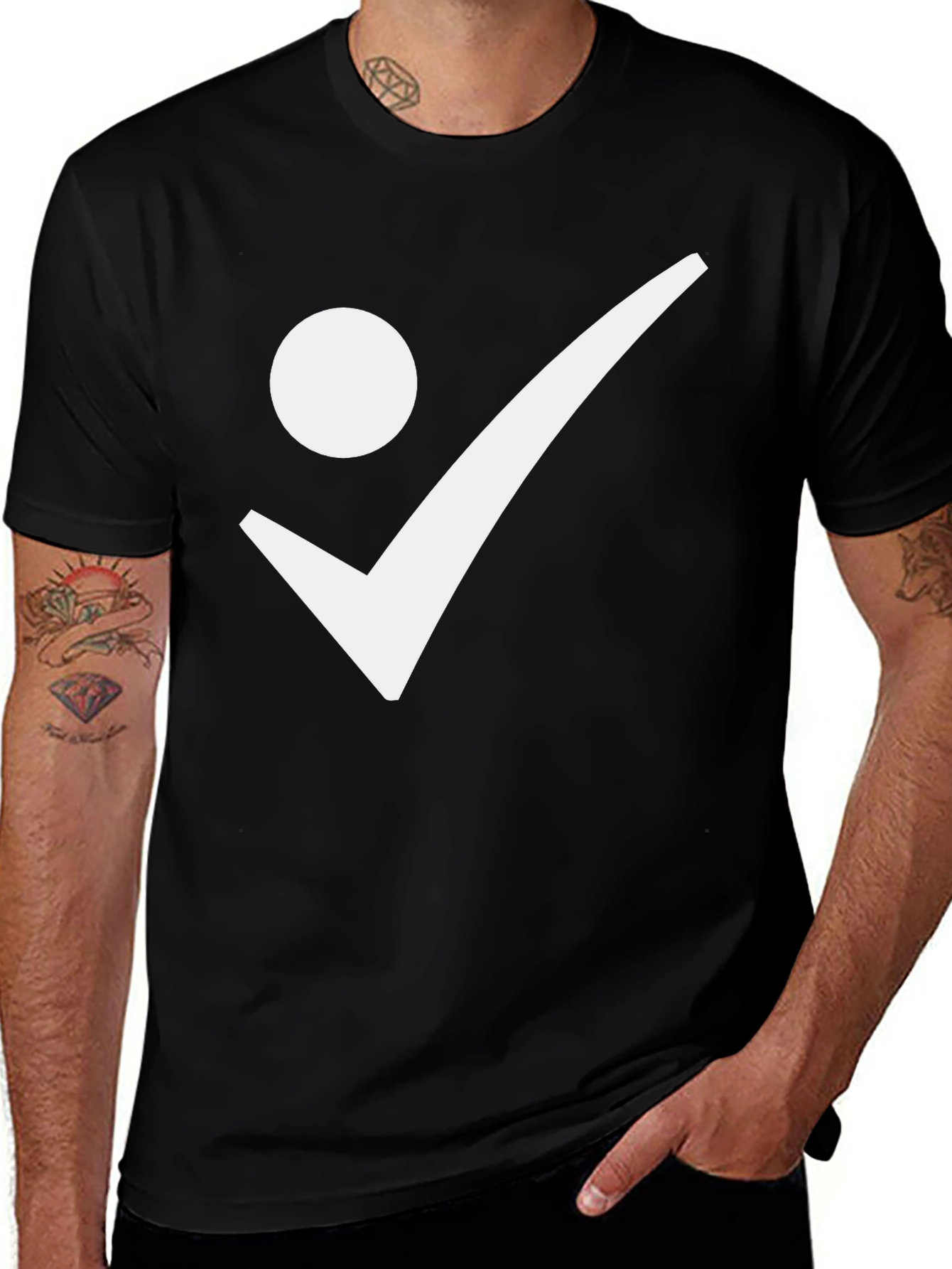 Variant 9 of Minimalist Check Mark Graphic Tee - Black
