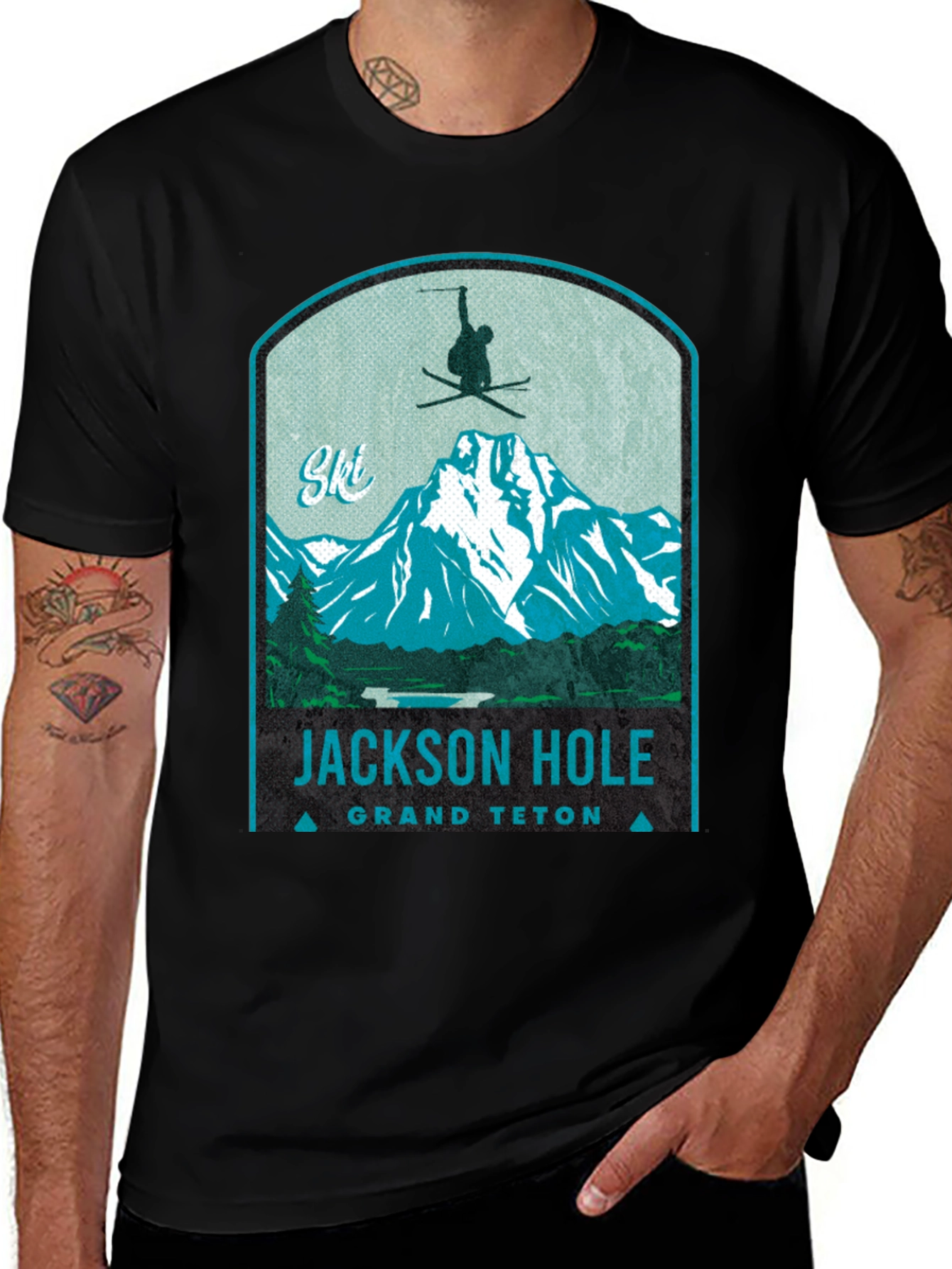 Variant 30 of Jackson Hole Grand Teton Ski T-Shirt