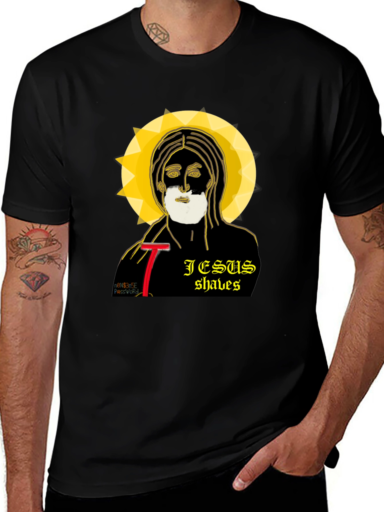 Jesus Shaves Graphic Tee - Unique Religious Humor T-Shirt