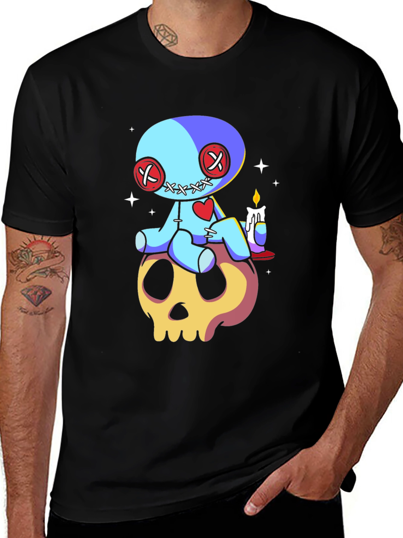Variant 20 of Voodoo Doll Skull Graphic Tee - Spooky Cute Style