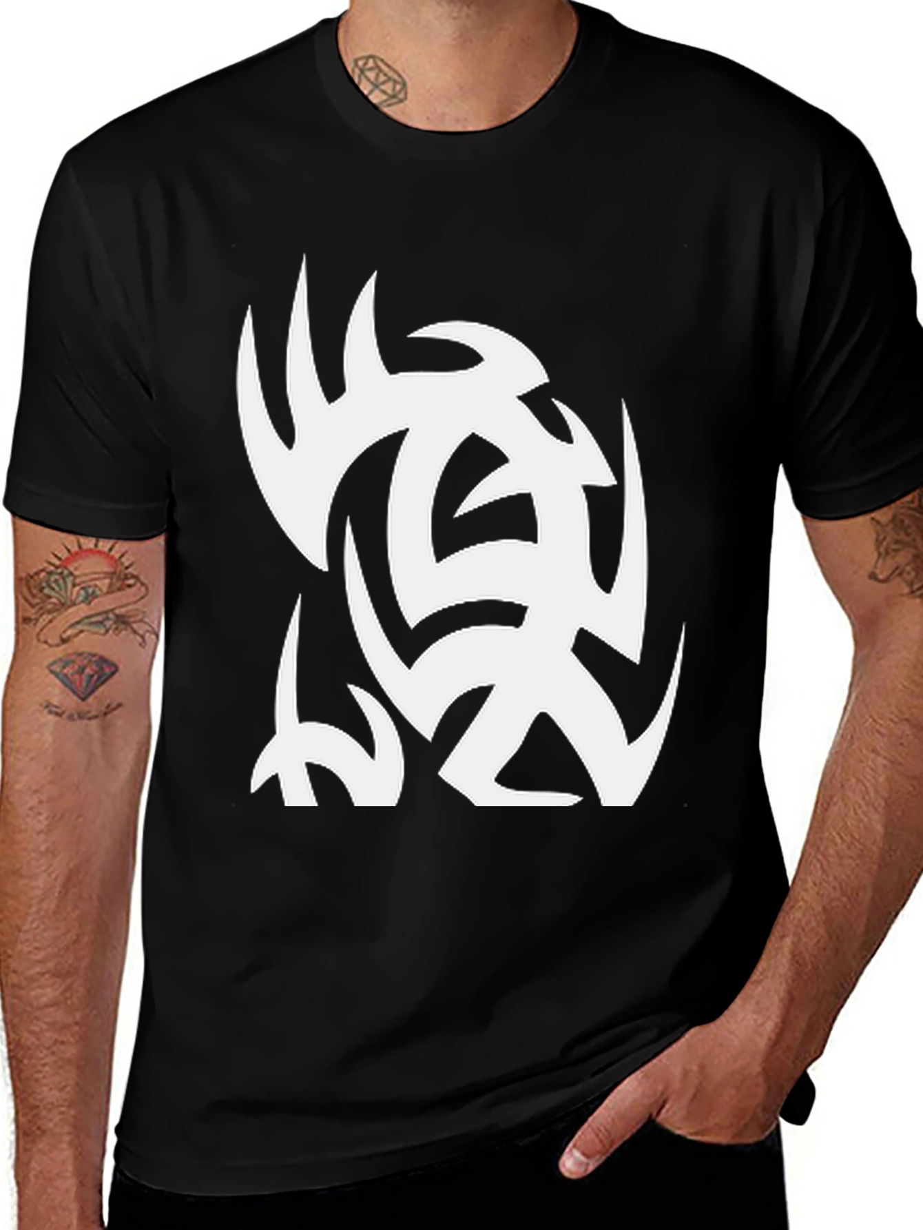 Variant 8 of Tribal Graphic Black Tee