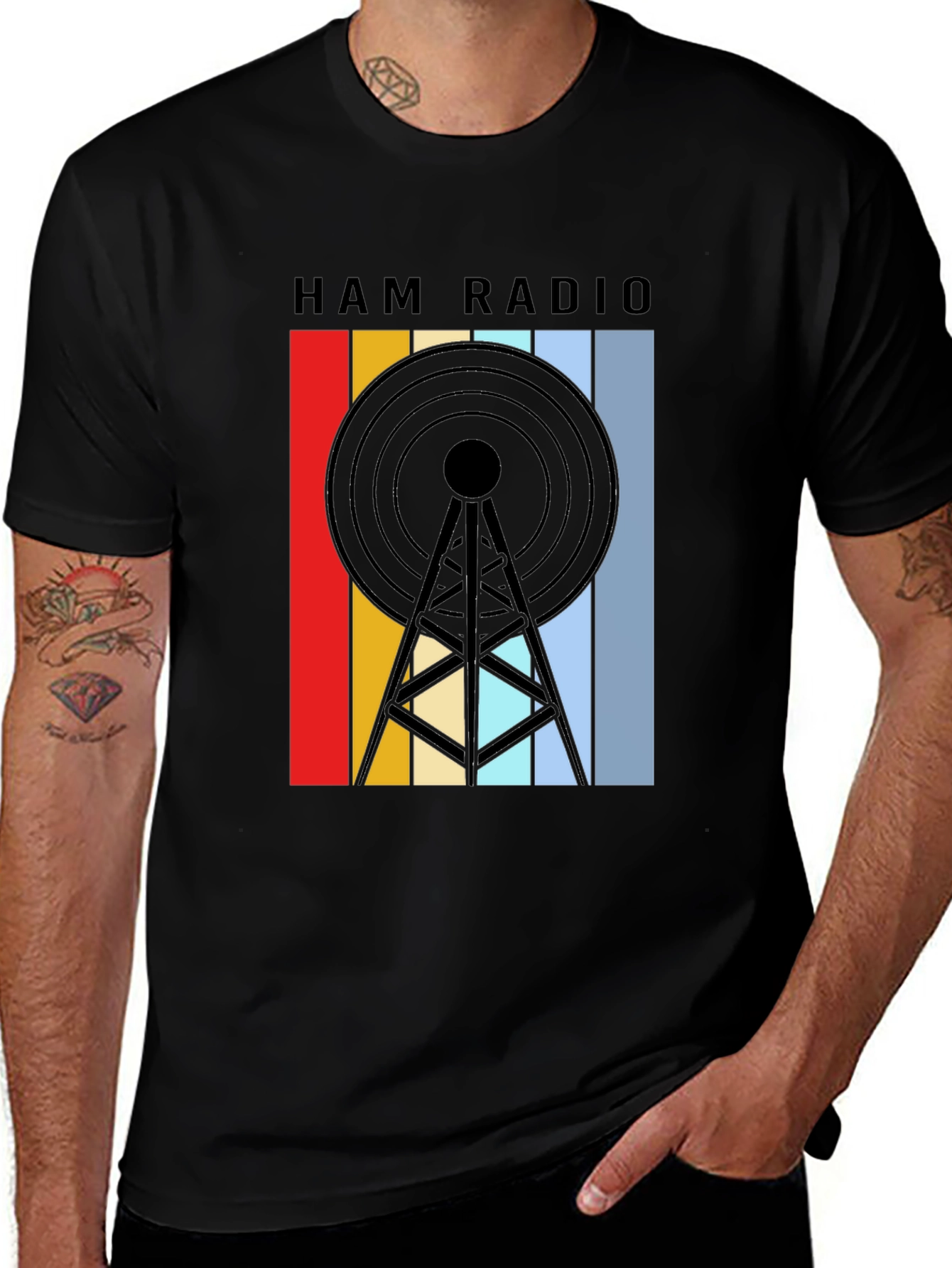 Variant 16 of Ham Radio Tower T-Shirt - Vintage Style Design
